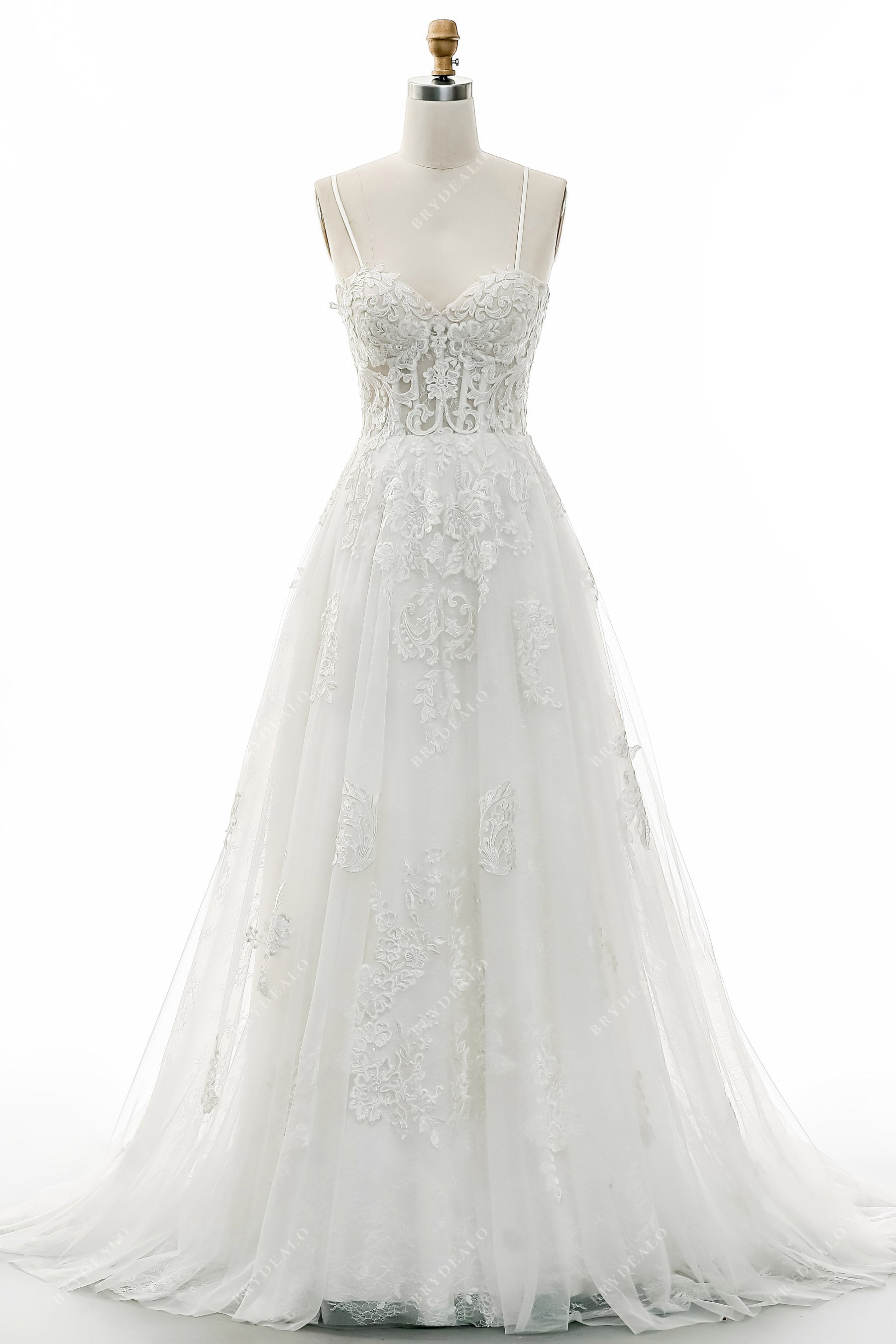 A-line sweetheart neck destination wedding dress