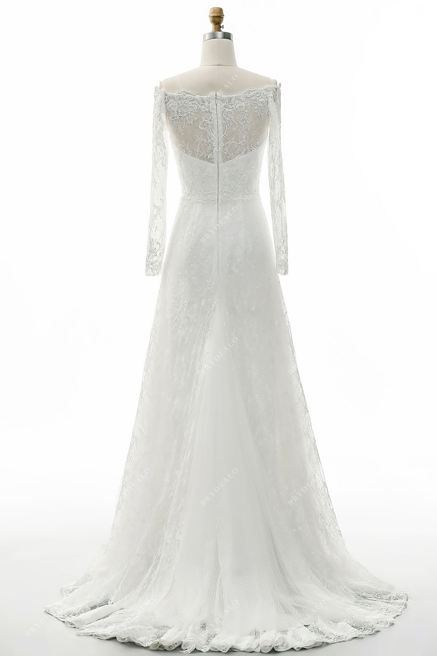 sheer long sleeve lace mermaid fall wedding dress