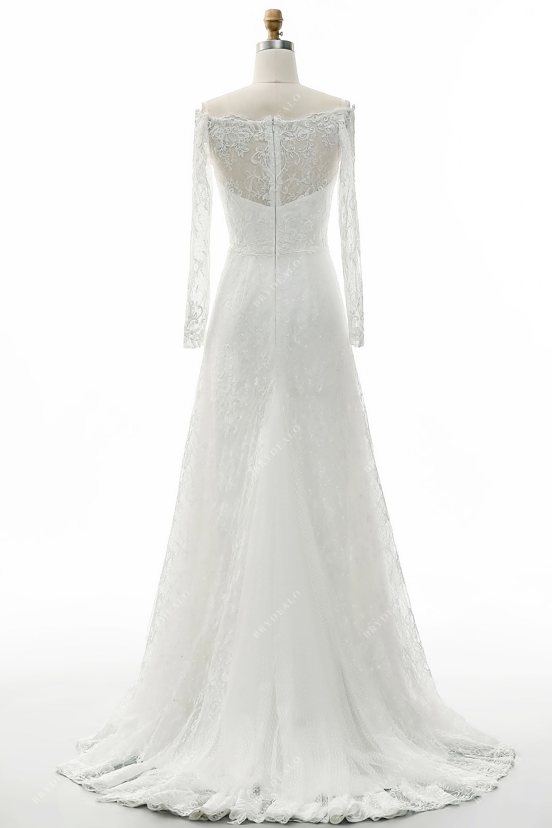 Off Shoulder Sheer Sleeve Designer Lace Mermaid Elegant Wedding Dress Brydealo Off Shoulder Sheer Sleeve Designer Lace Mermaid Elegant Wedding Dress Brydealo