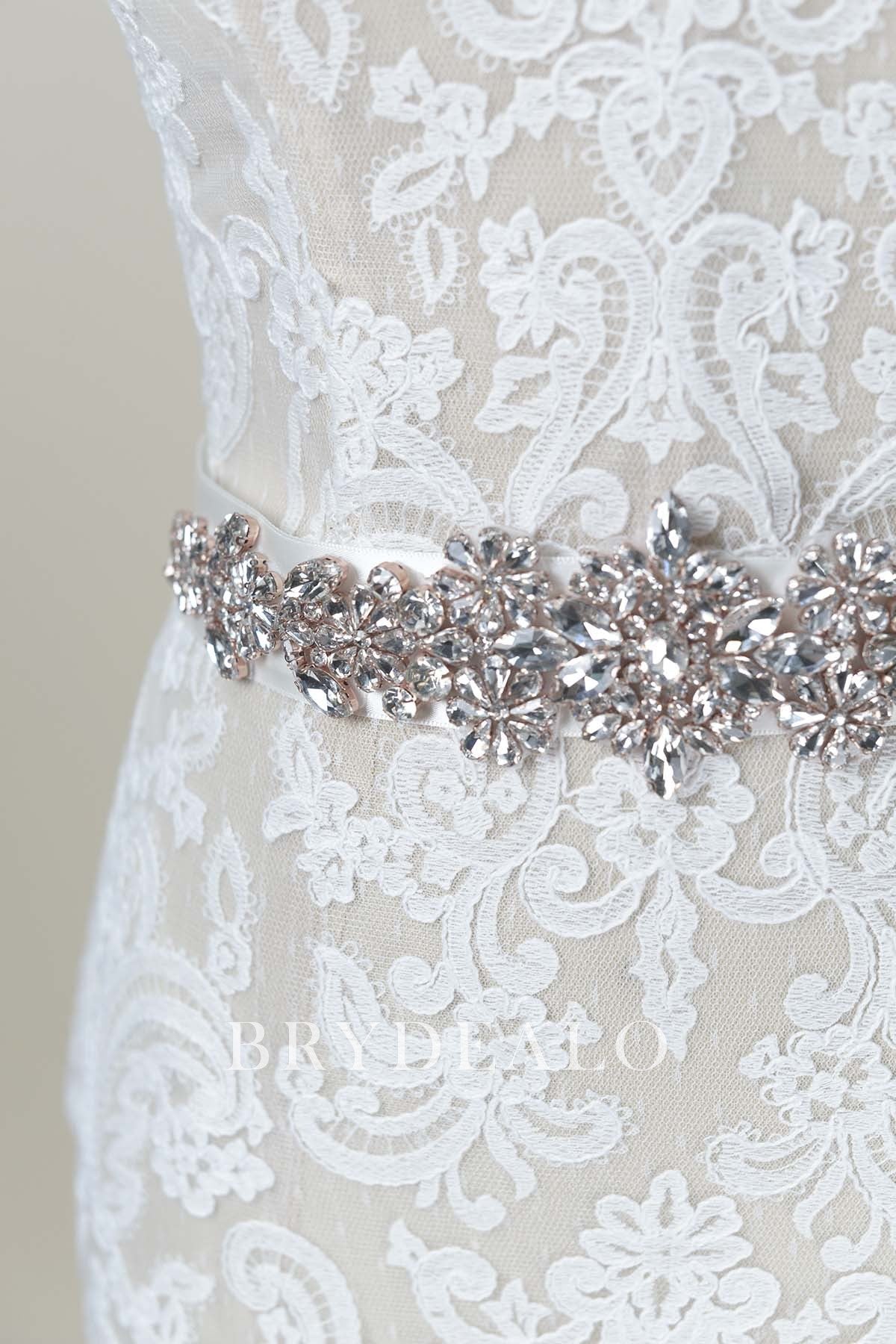 Silver Rhinestone Bridal Sash