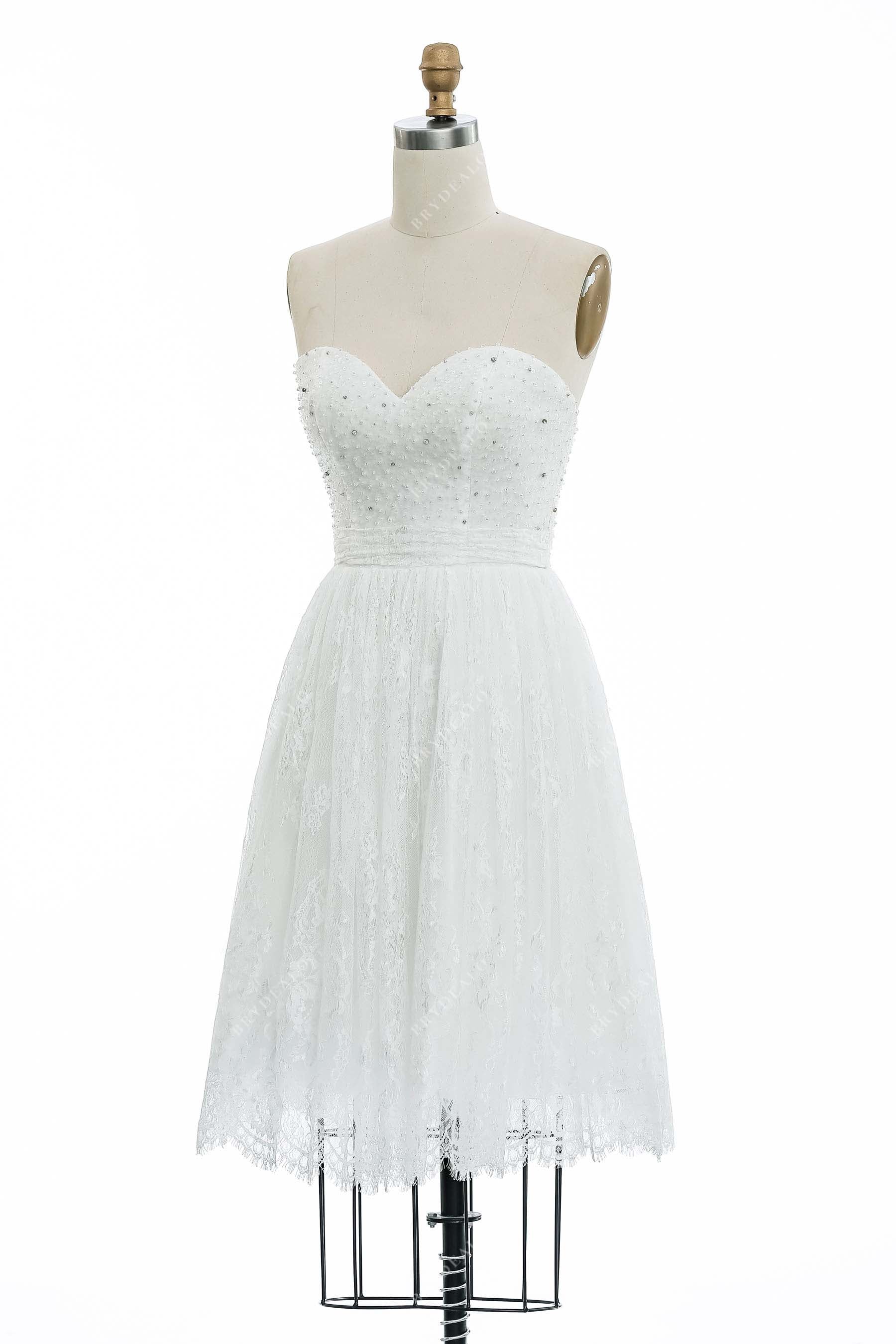 Knee Length Strapless A-line Informal Bridal dress