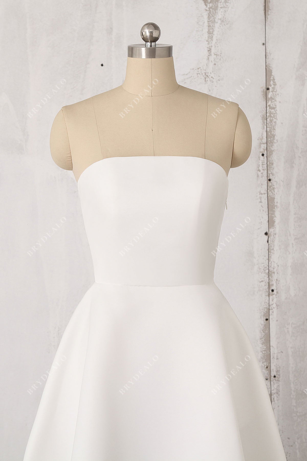 simple strapless high-low bridal dress