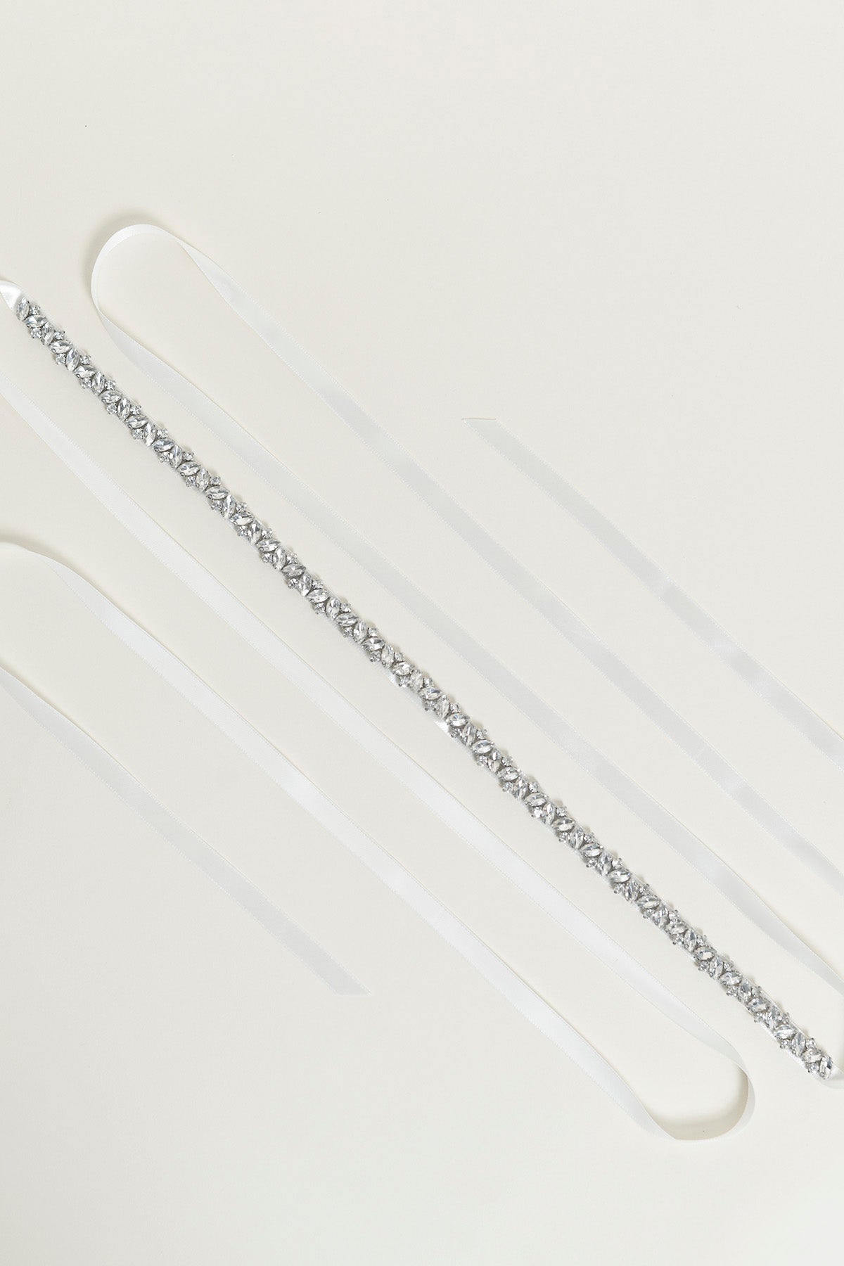 Sparkly Linear Rhinestones Satin Bridal Sash