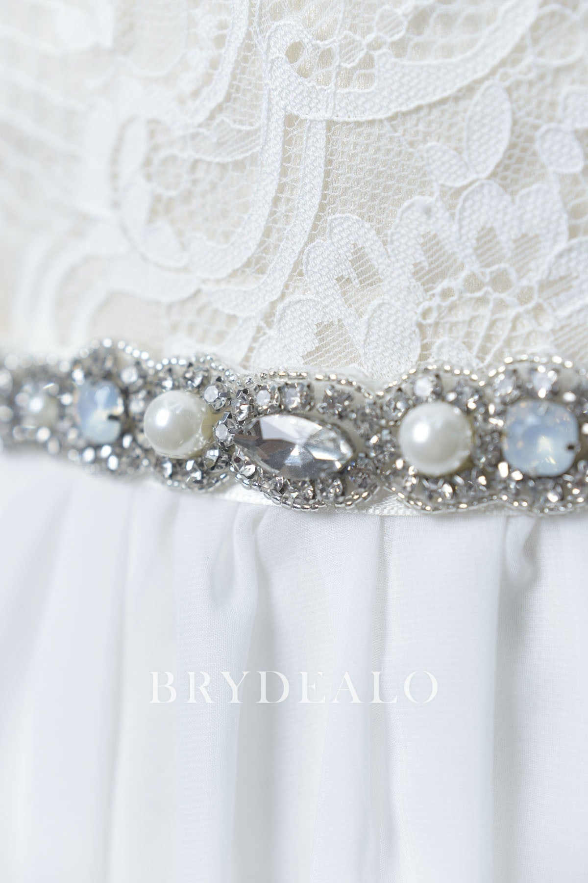 Dusty Blue Accents Sparkly Bridal Sash Belt