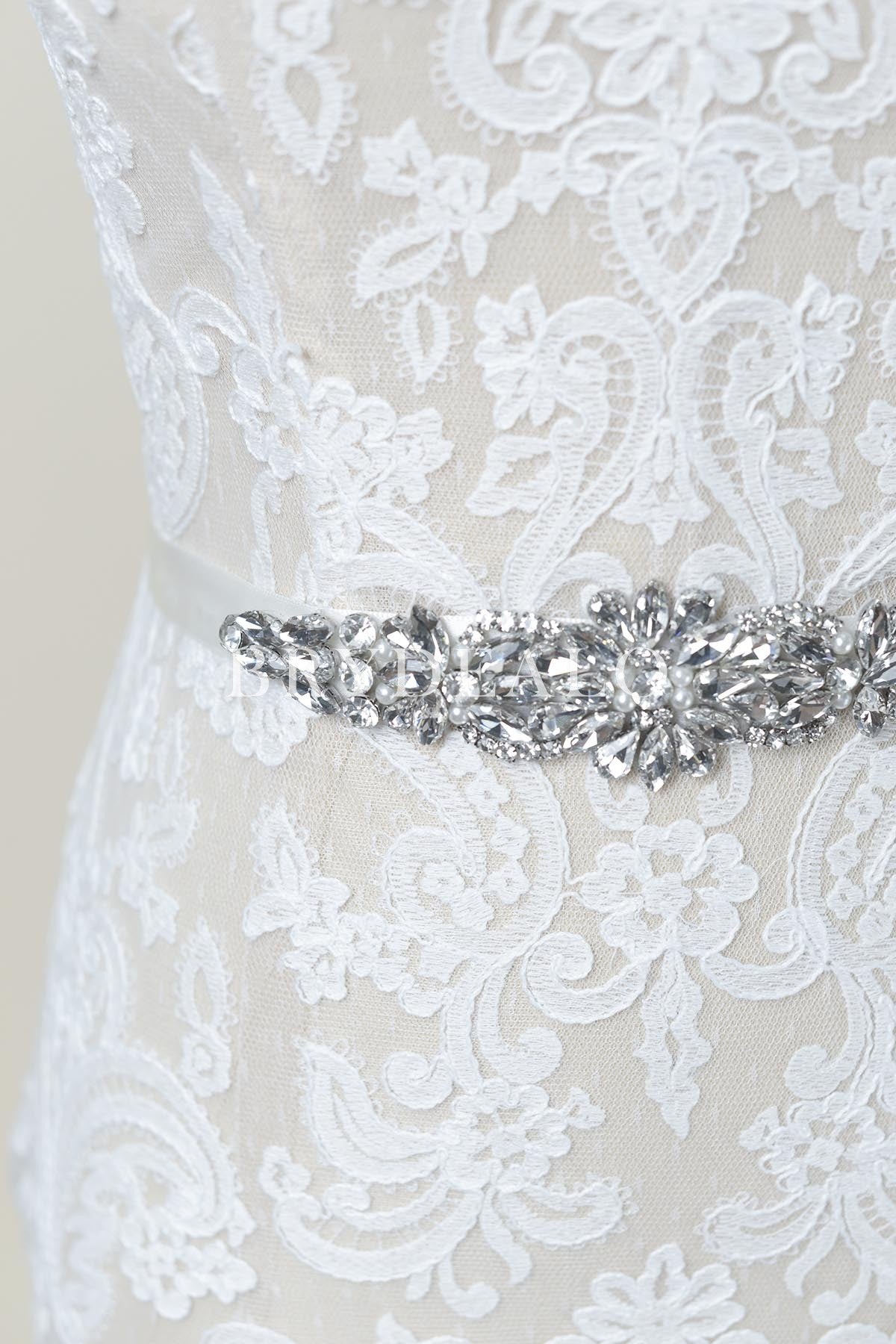 Sparkly Rhinestone Bridal Sash with Satin Ribbon Online