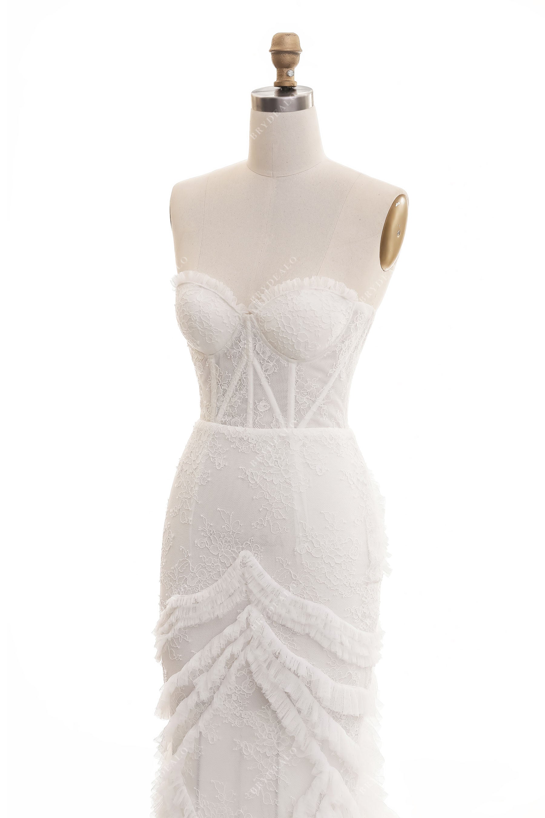 Designer Strapless Corset Lace Tulle Bridal Dress