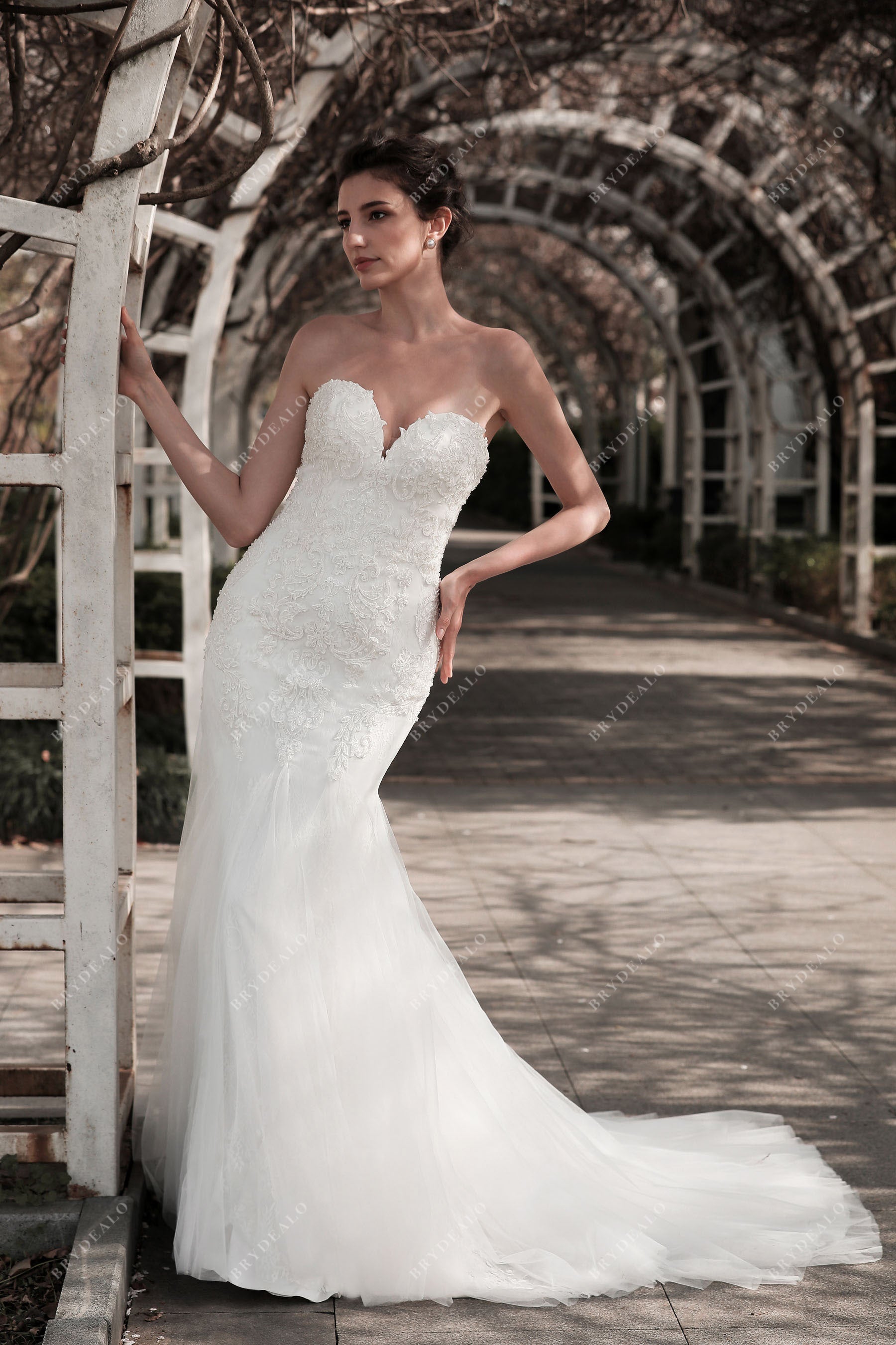 Floral Fit-and-Flare Wedding Gown Brydealo Floral Fit-and-Flare Wedding Gown Brydealo