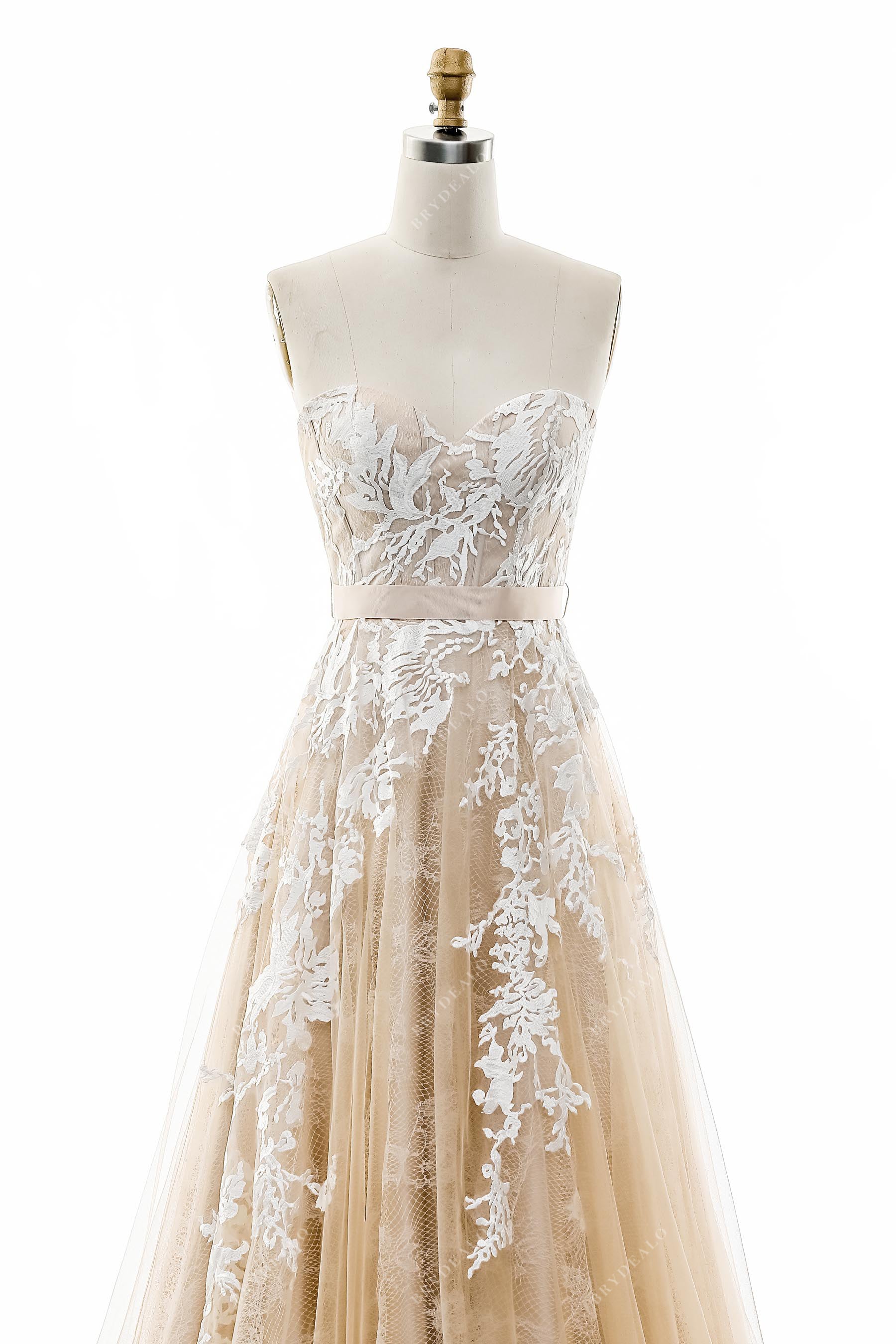 traditional strapless sweetheart neck wedding gown