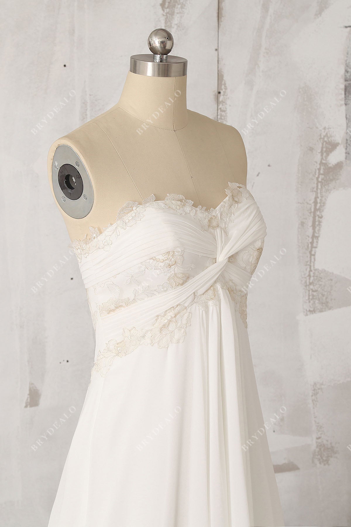 sweetheart neck lace chiffon summer beach bridal gown