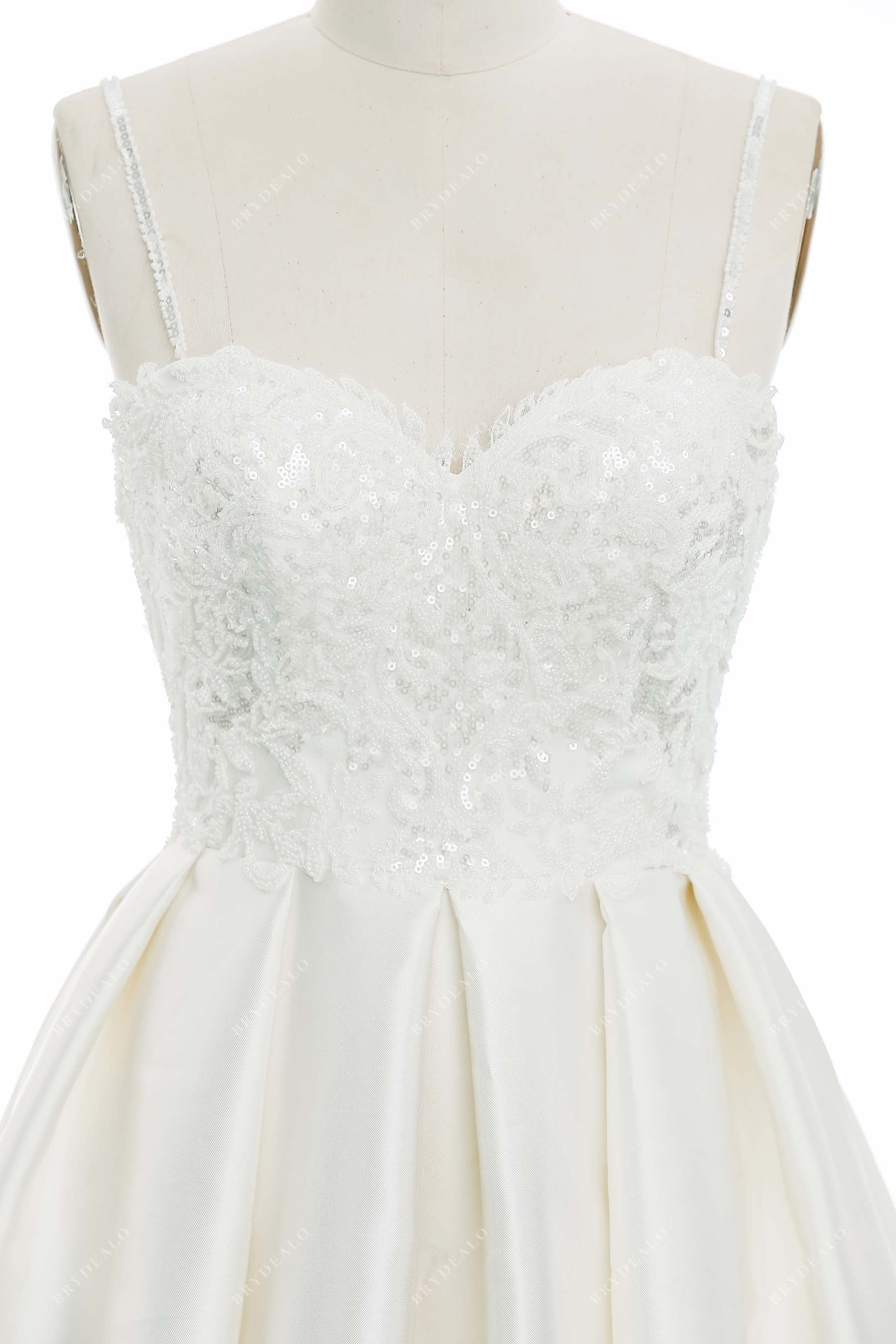 Sweetheart Neck Sleeveless Sequin Lace Wedding Dress
