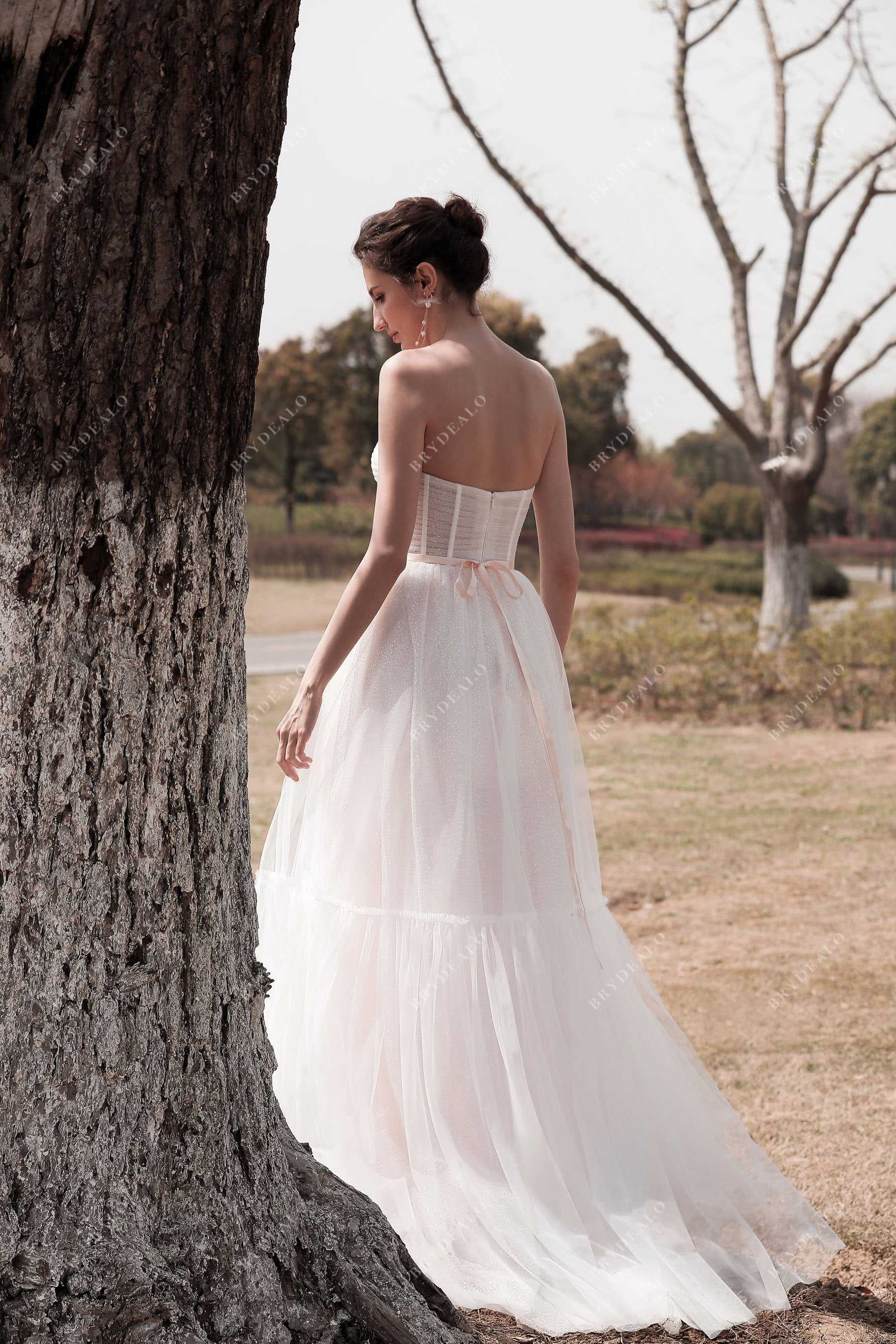 modern strapless A-line bridal gown