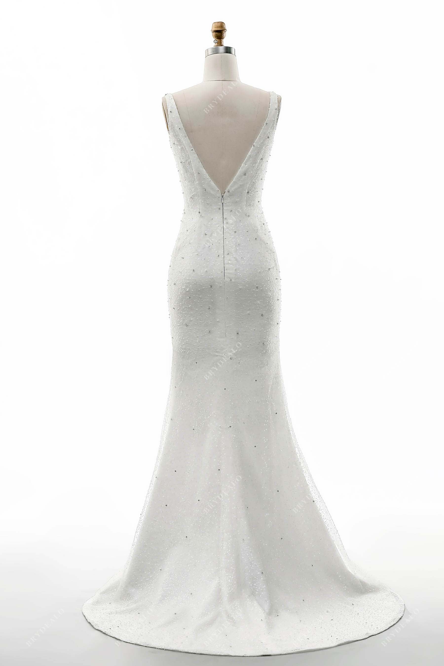 destination V-back mermaid sequin wedding gown