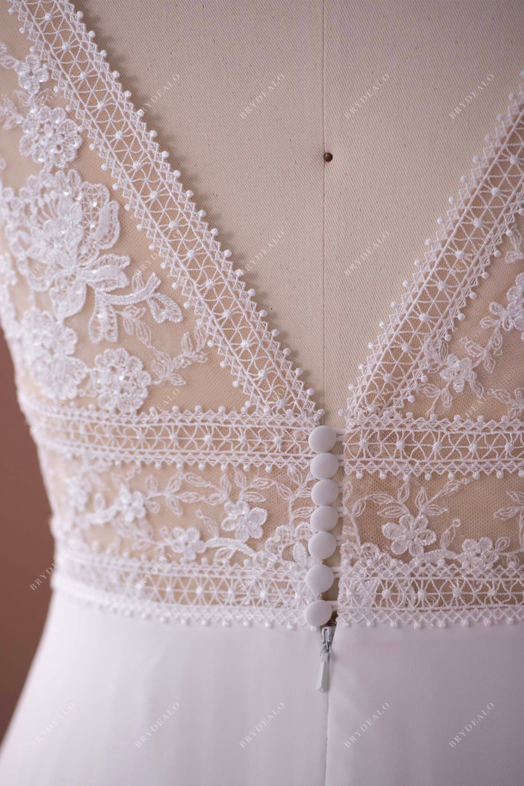 v-buttoned back lightweight bridal gown