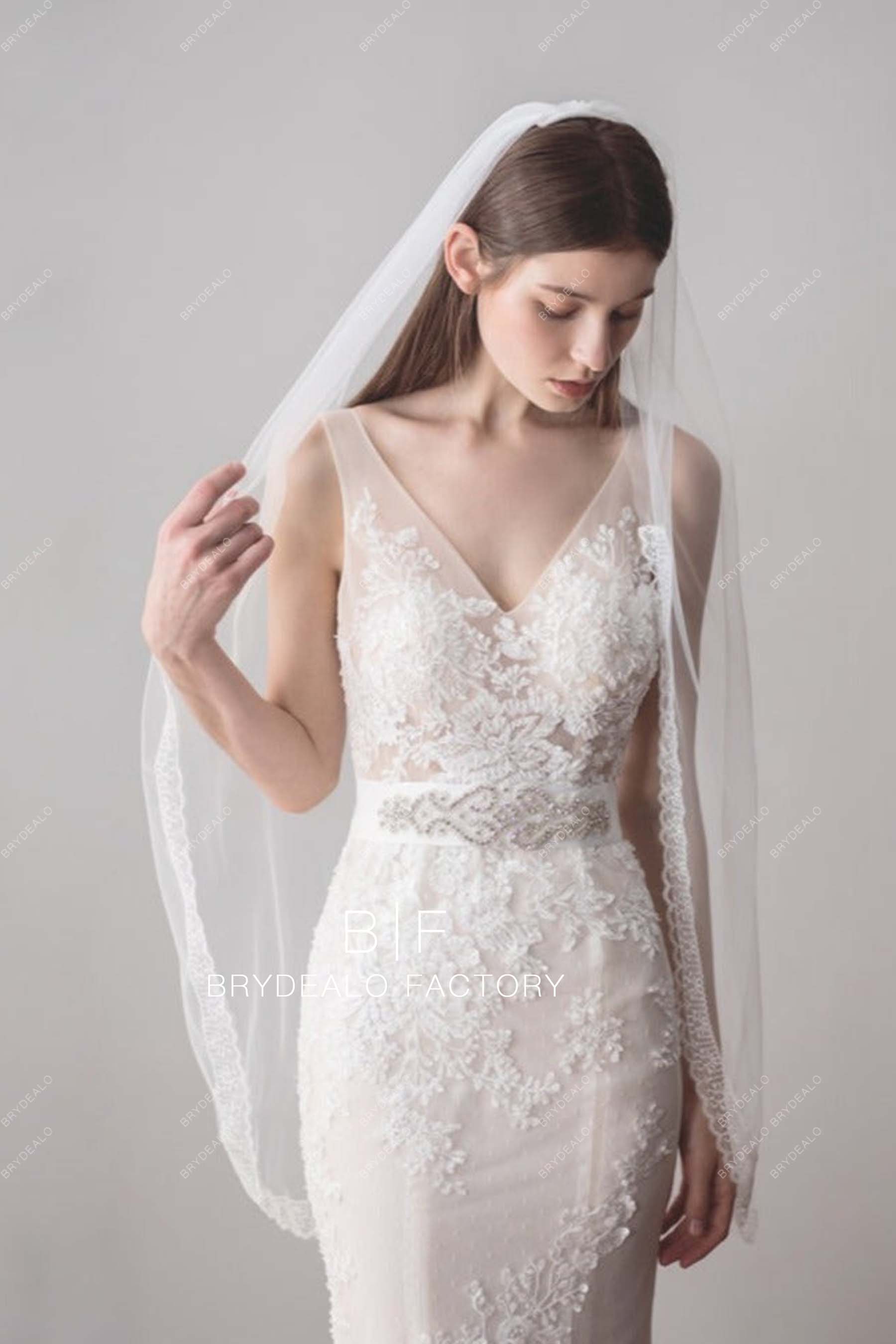 Elegant Lace Edge Wedding Veil 