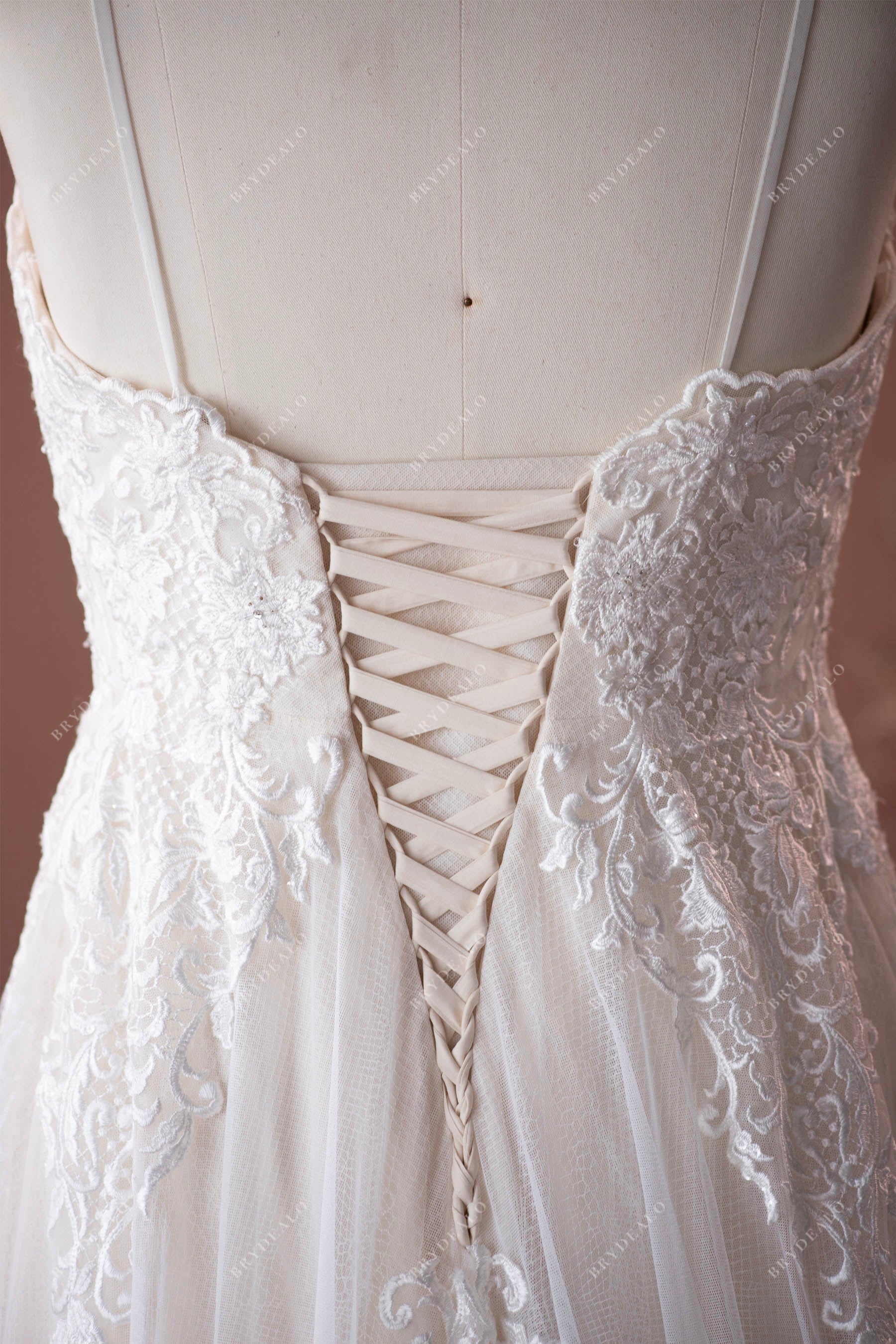 Plus Size Beaded Lace Up Destination Wedding Gown