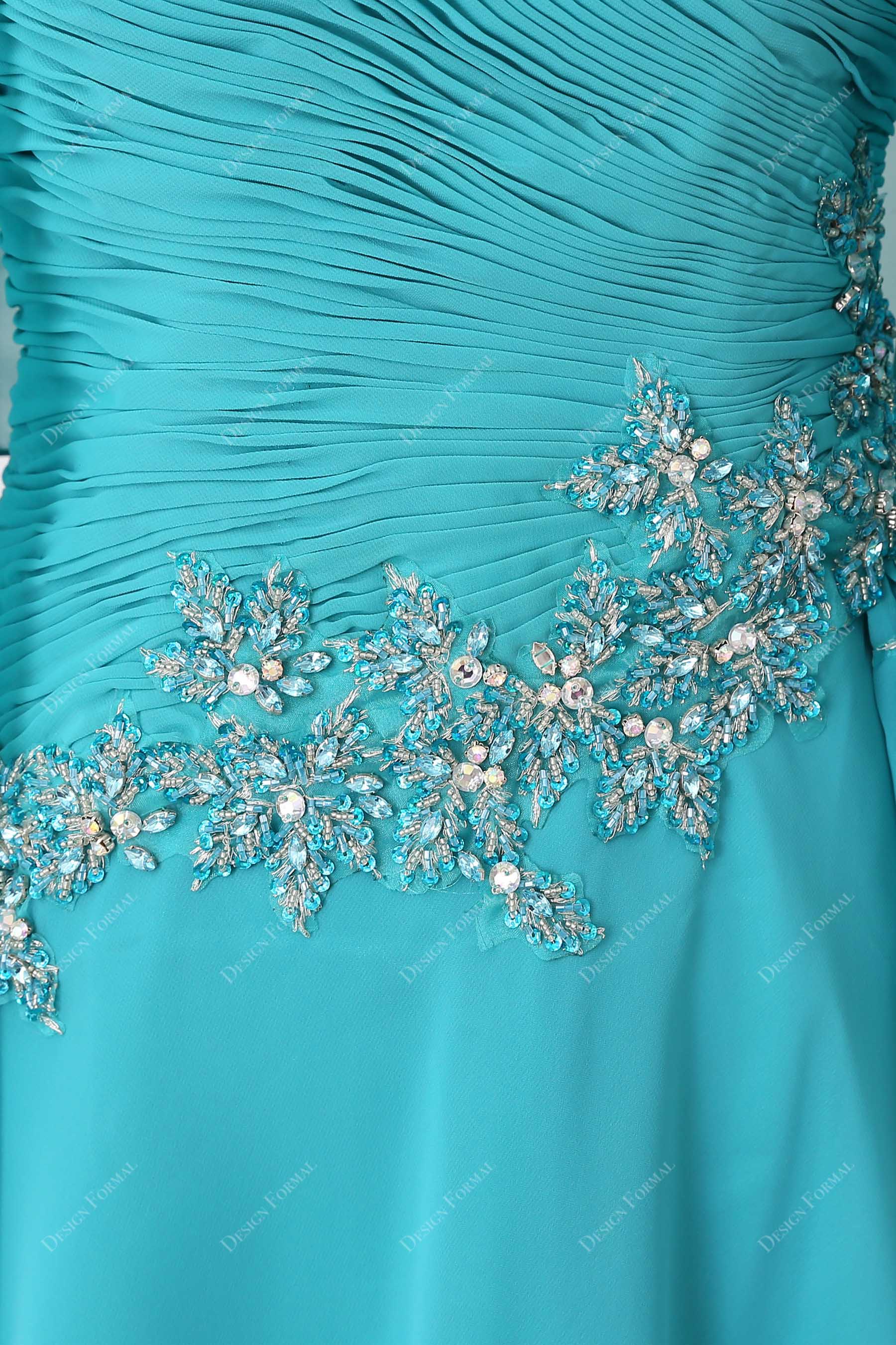 Asymmetrical ruched sequin chiffon bridesmaid dress
