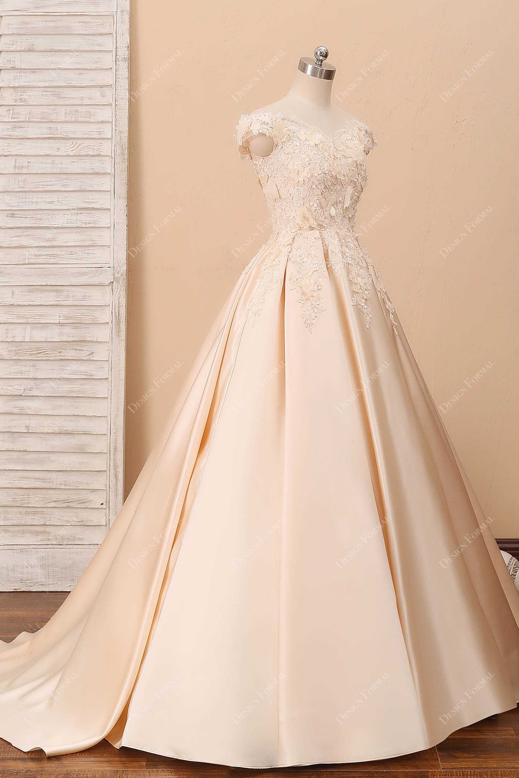 ball gown satin corset lace wedding dress