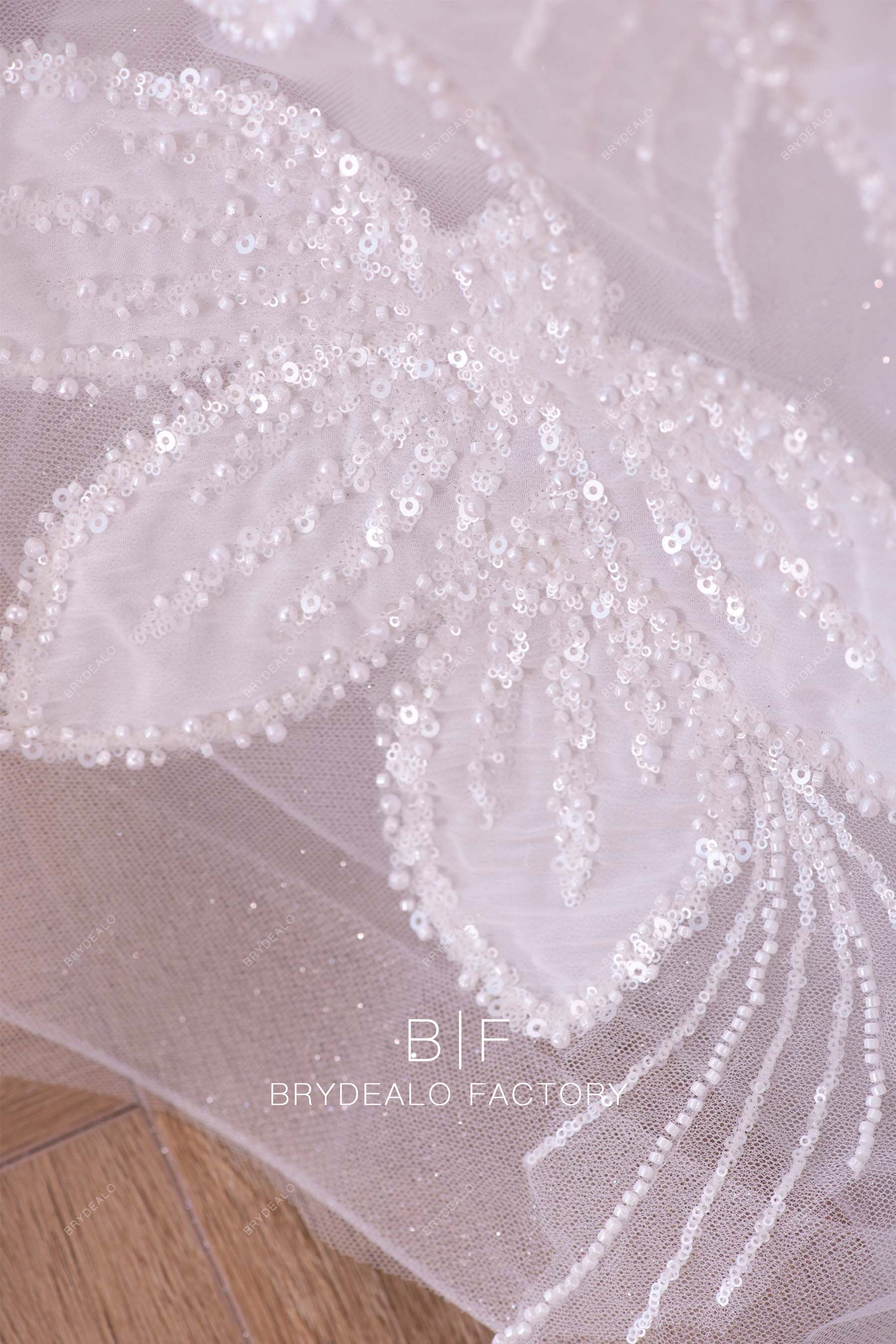 Beaded chiffon embroidered bridal lace fabric