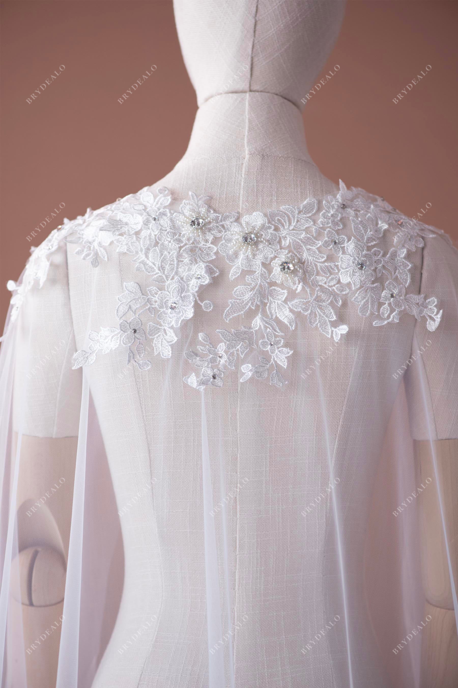 Gorgeous beaded lace bridal cape