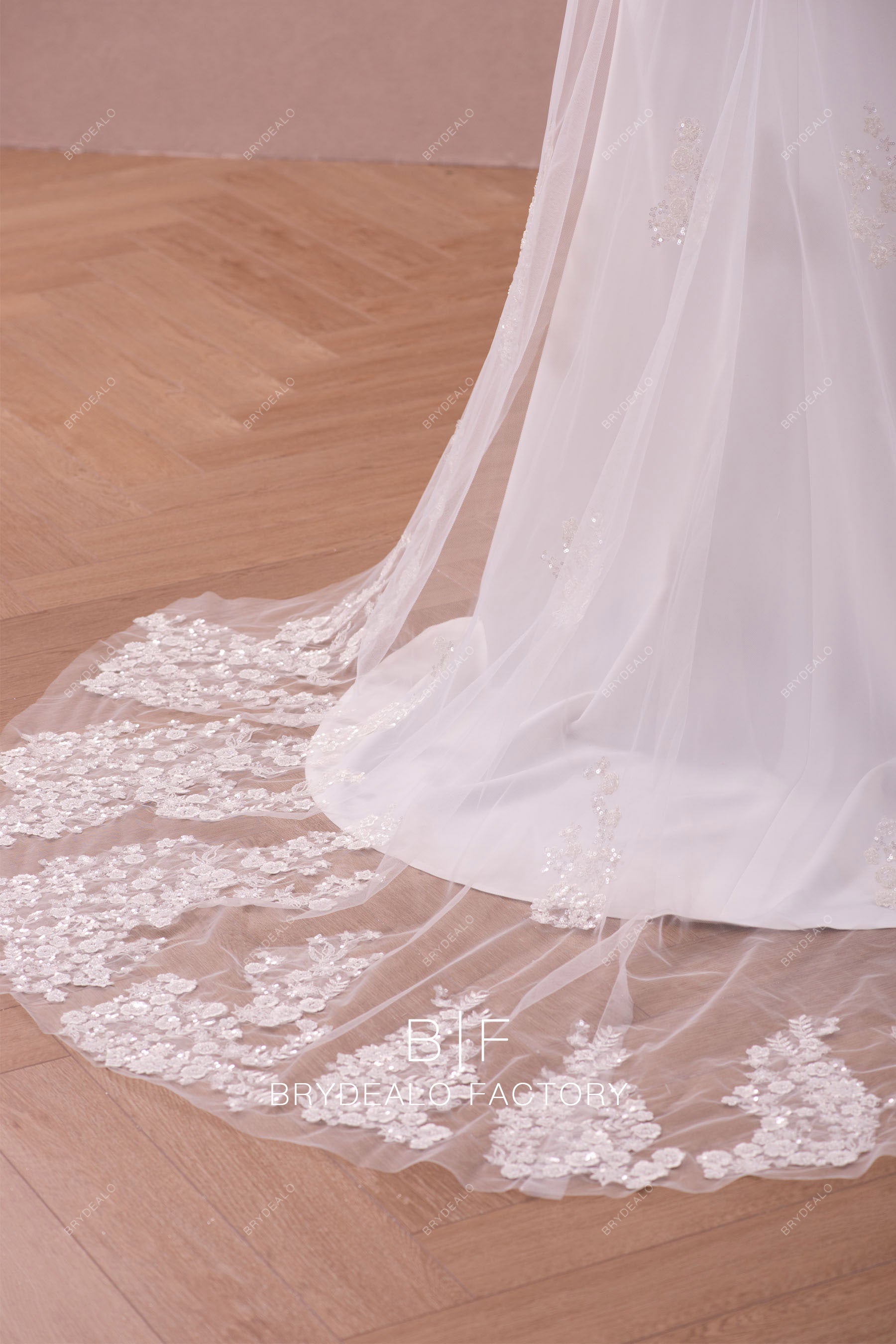beaded lace crepe wedding dress
