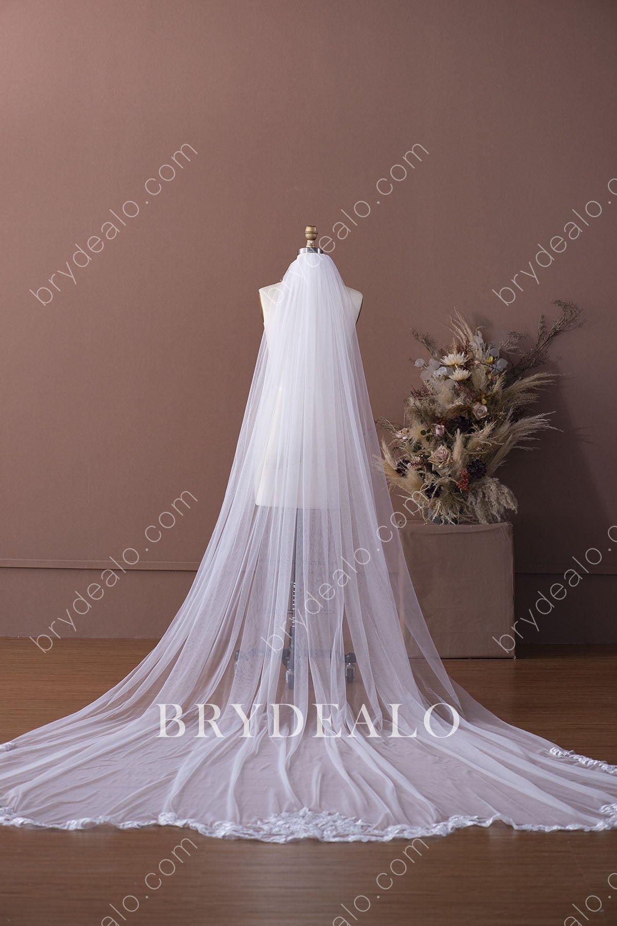 designer chapel length lace tulle veil