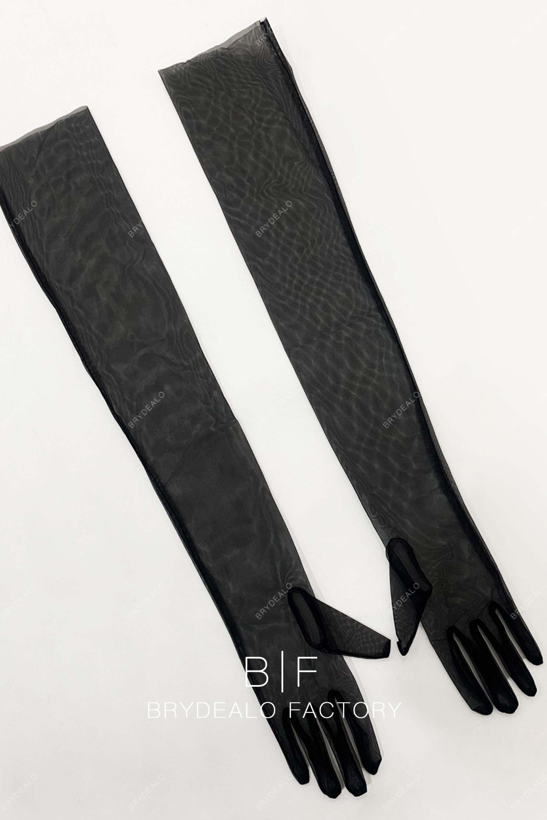 timeless black long bridal gloves