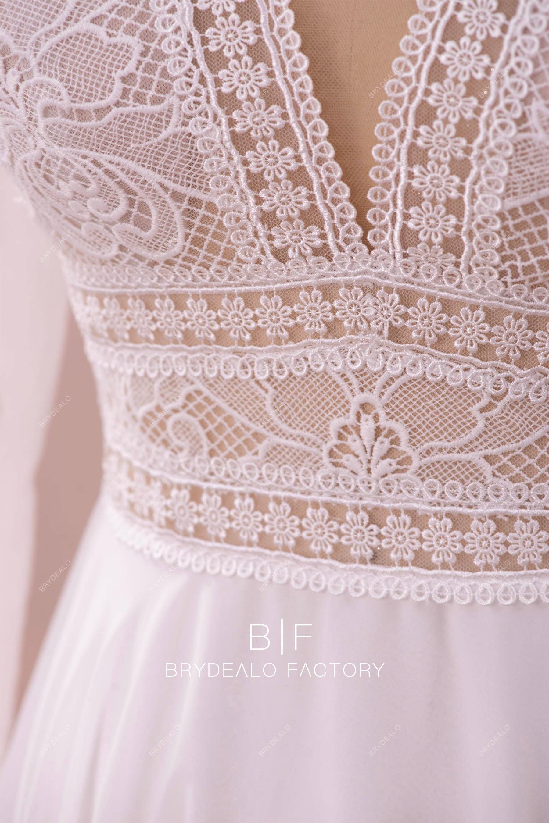 boho bridal lace gown