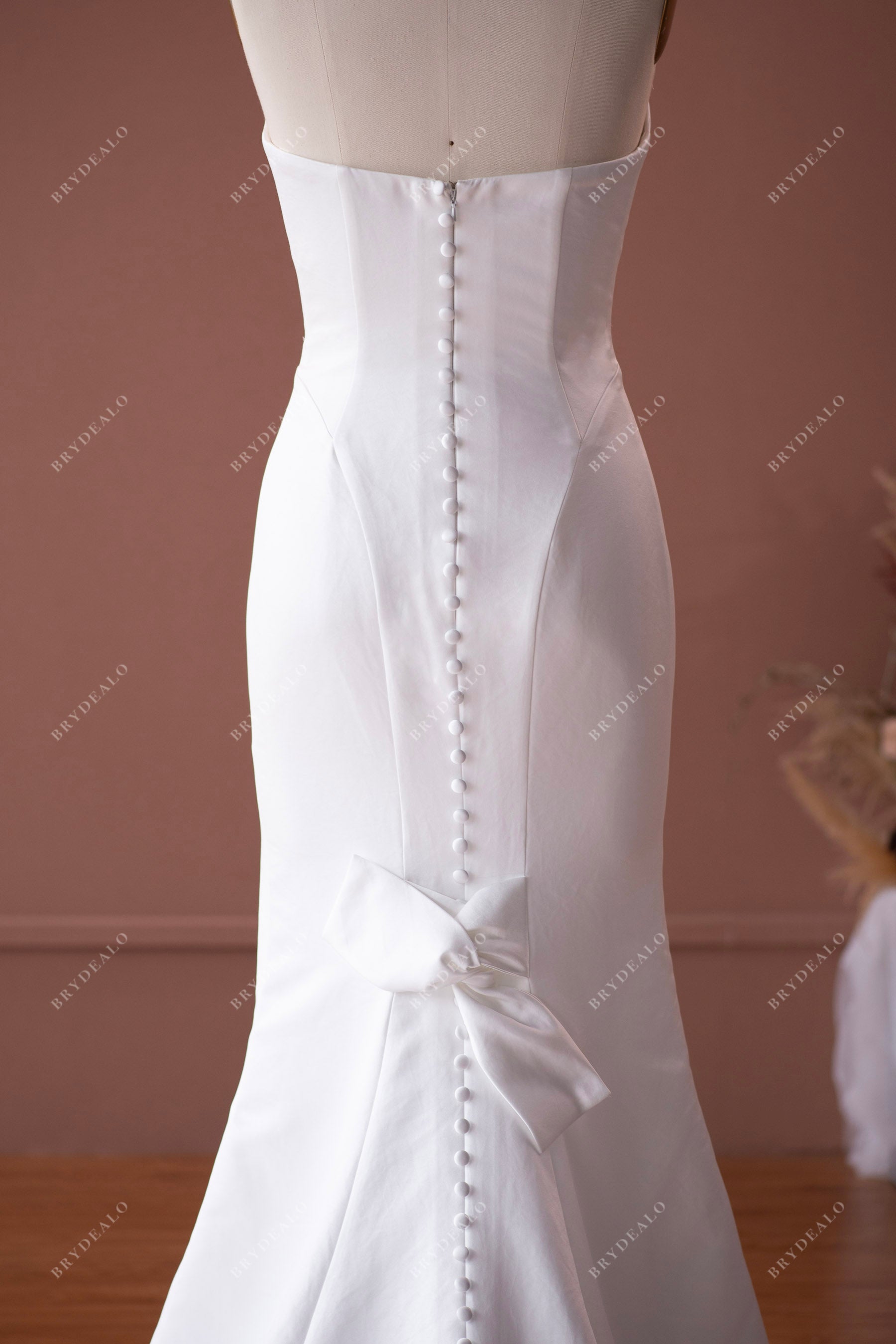 cute bowknot satin mermaid wedding dress