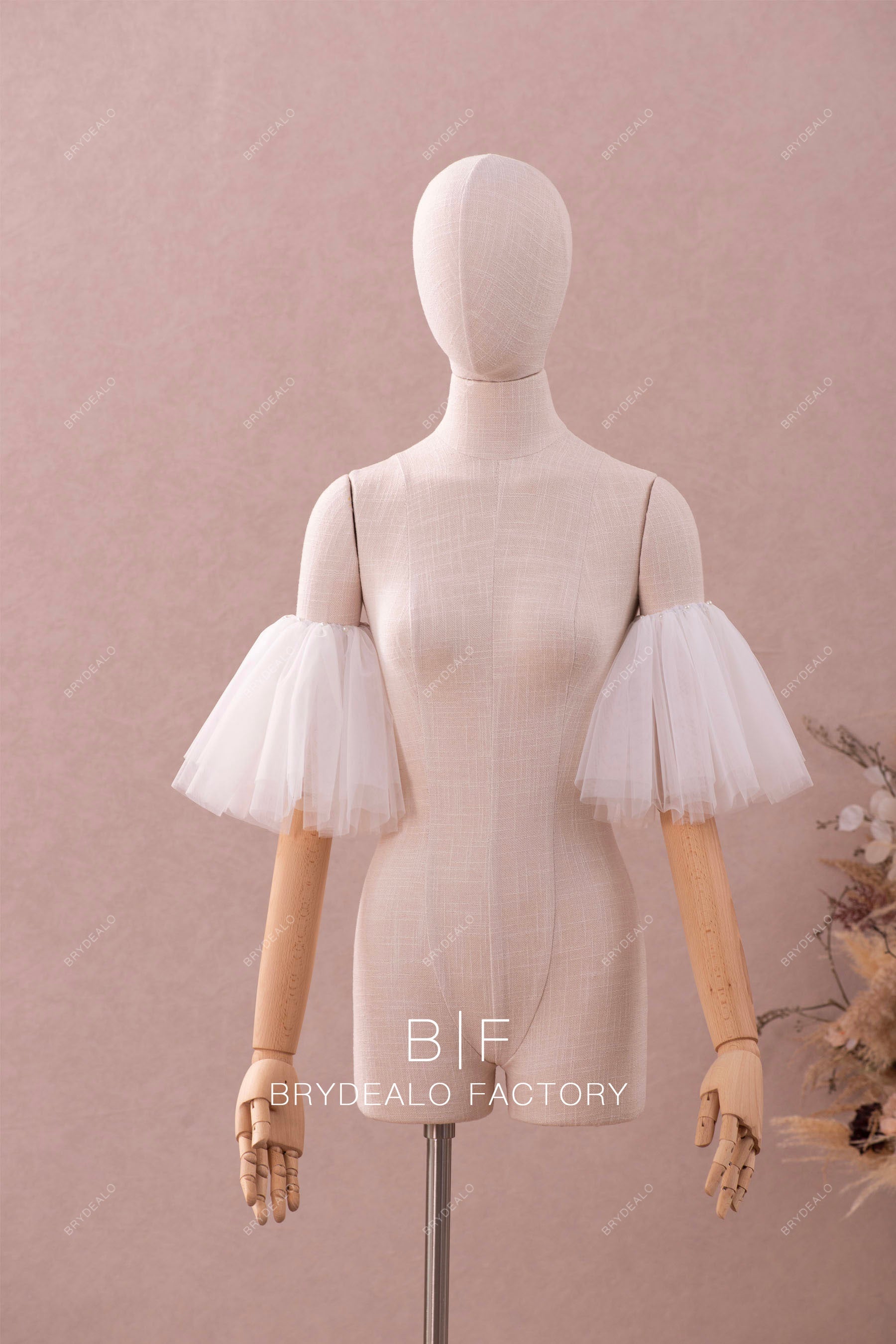 Detachable Fluffy Tulle Bridal Short Sleeves Wedding Separates