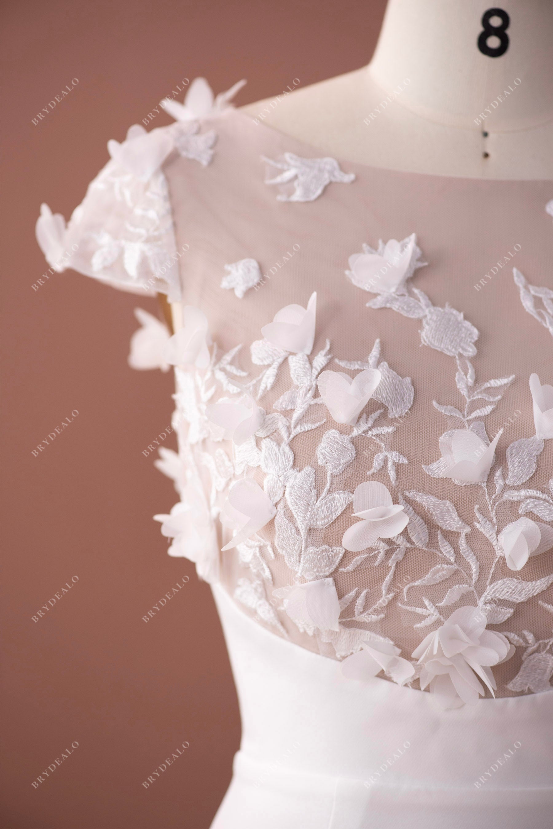 designer bridal 3D flowers lace bridal gown