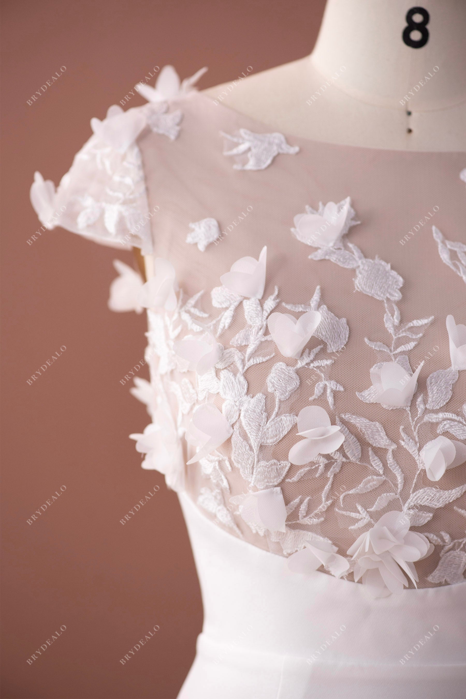 Designer bridal 3D flowers lace bridal gown
