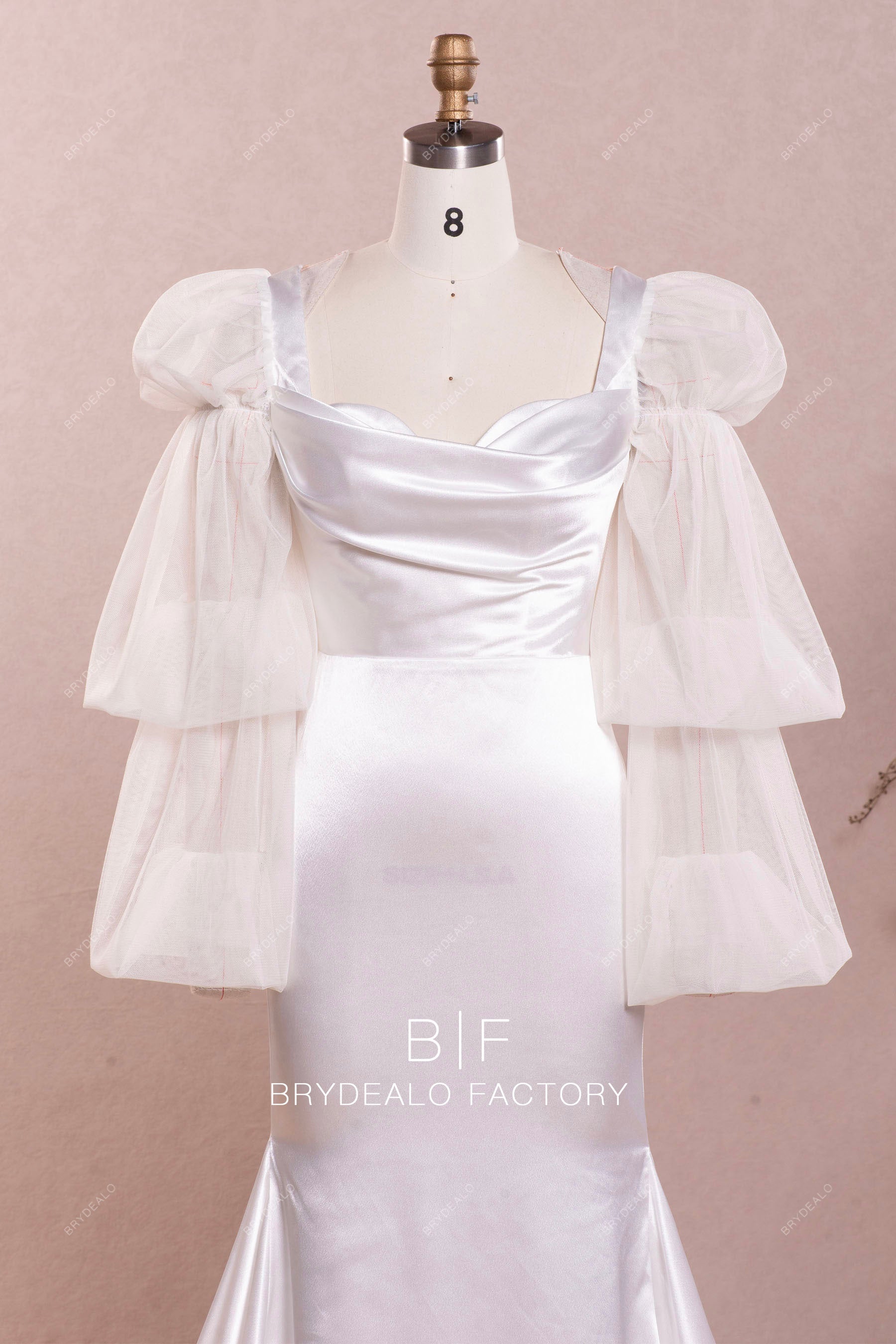 bubble sleeve destination pleated wedding dress