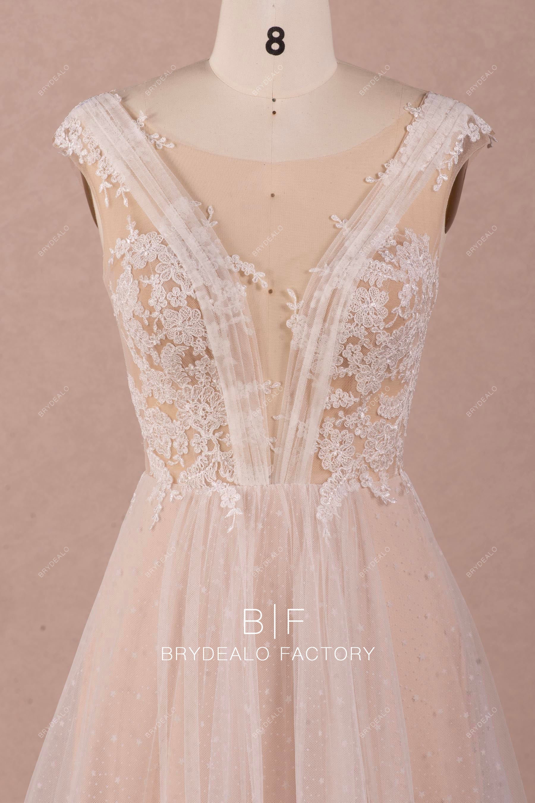 cap sleeve flower lace summer spring wedding dress