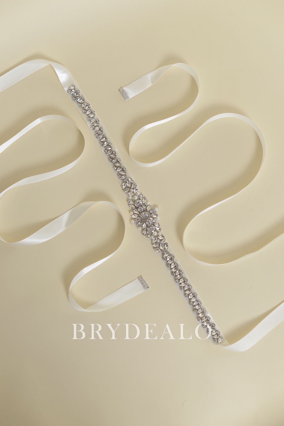 Best Captivating Pearls Crystals Satin Bridal Sash 