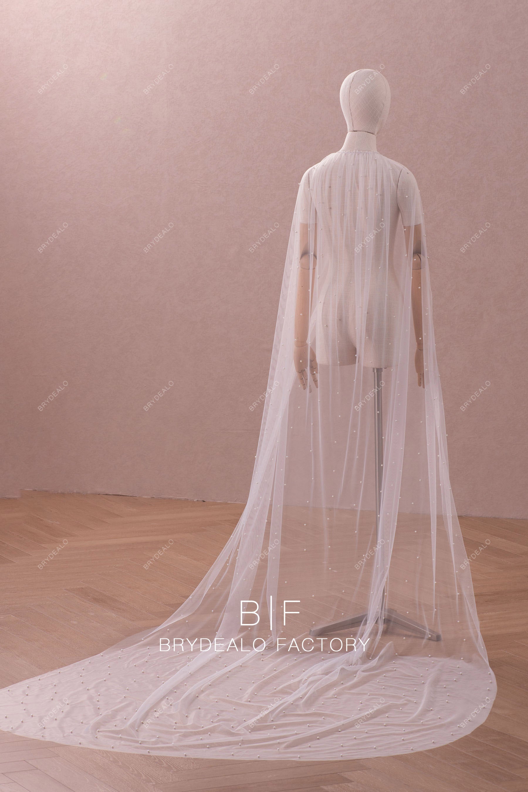 popular cathedral pearl cape veil