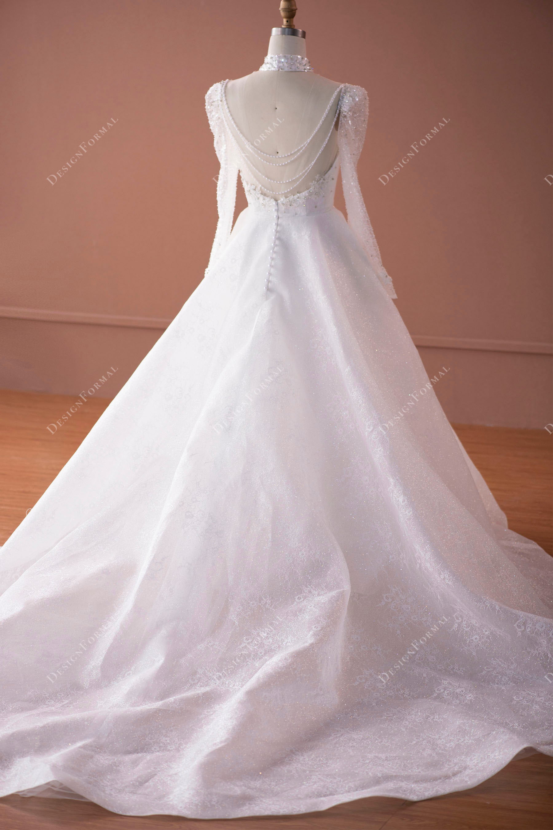 chapel train lace ball gown bridal dress