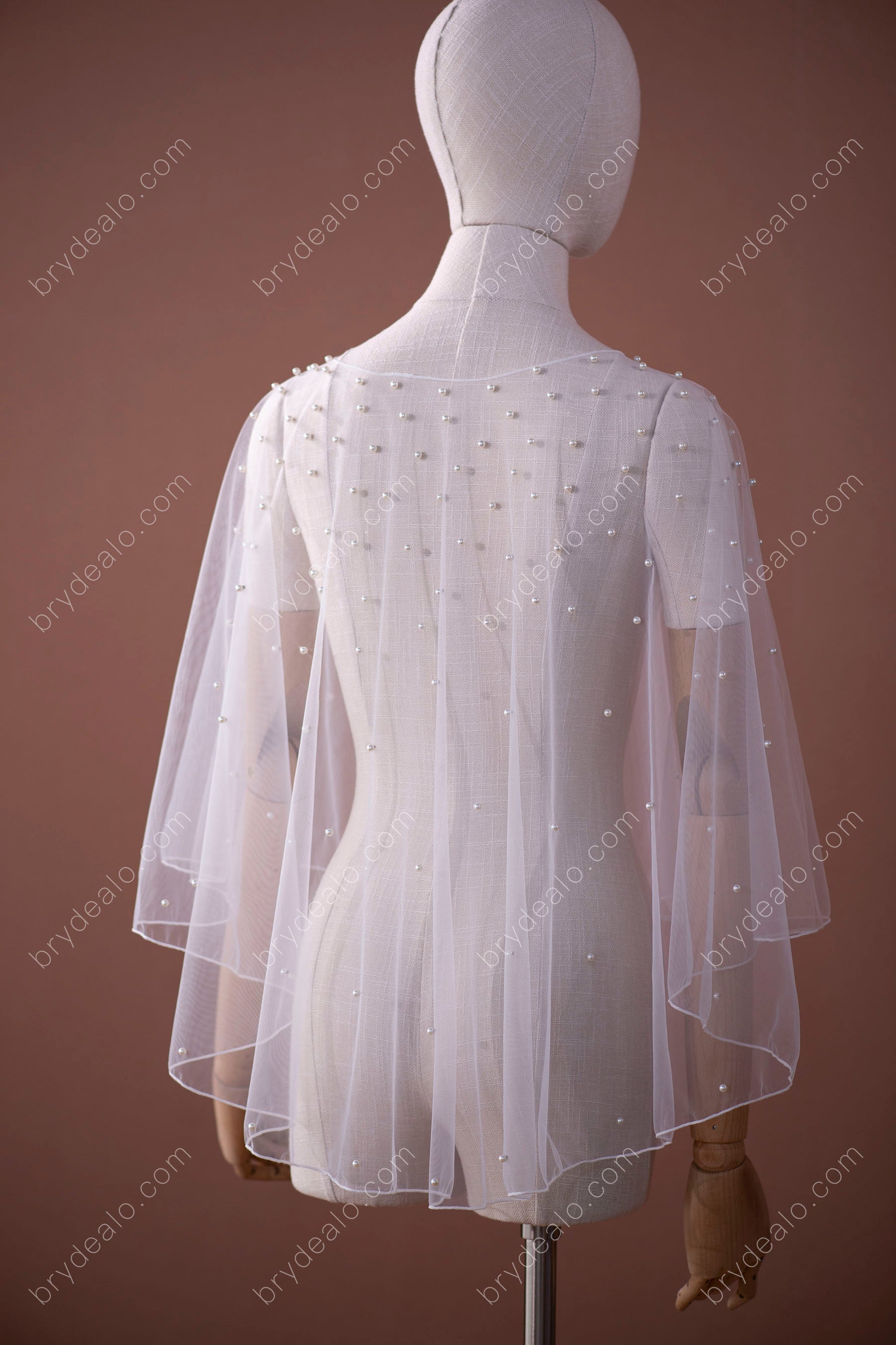 Elegant Pearls Bridal Cape for Sale_Brydealo