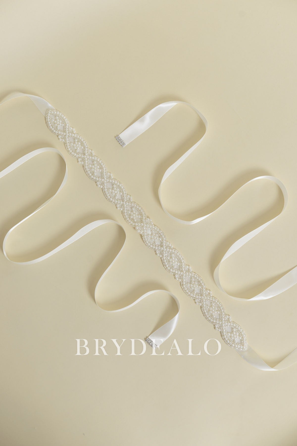 popular Charming Wave Pearls Bridal Self-tie Sash