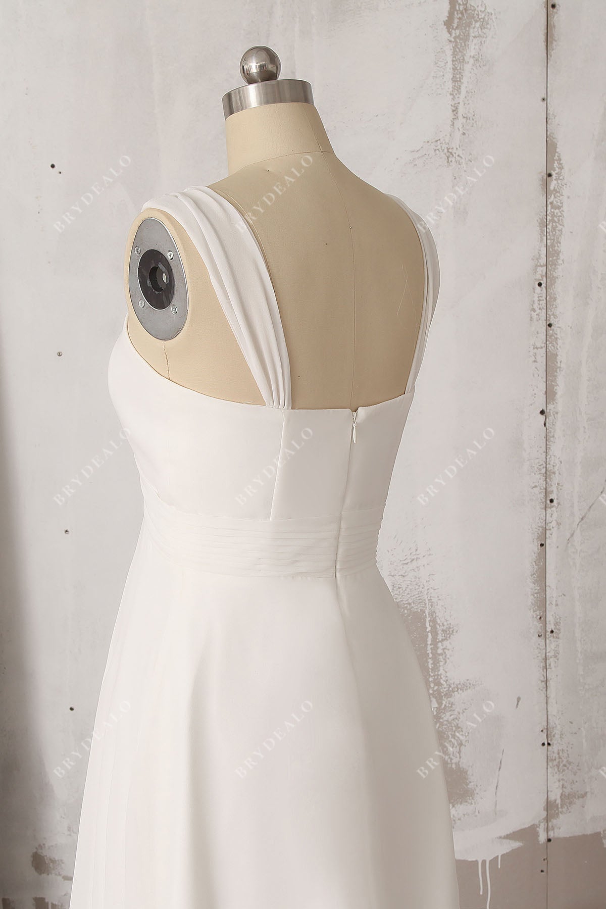 sleeveless casual sheer straps chiffon bridal dress