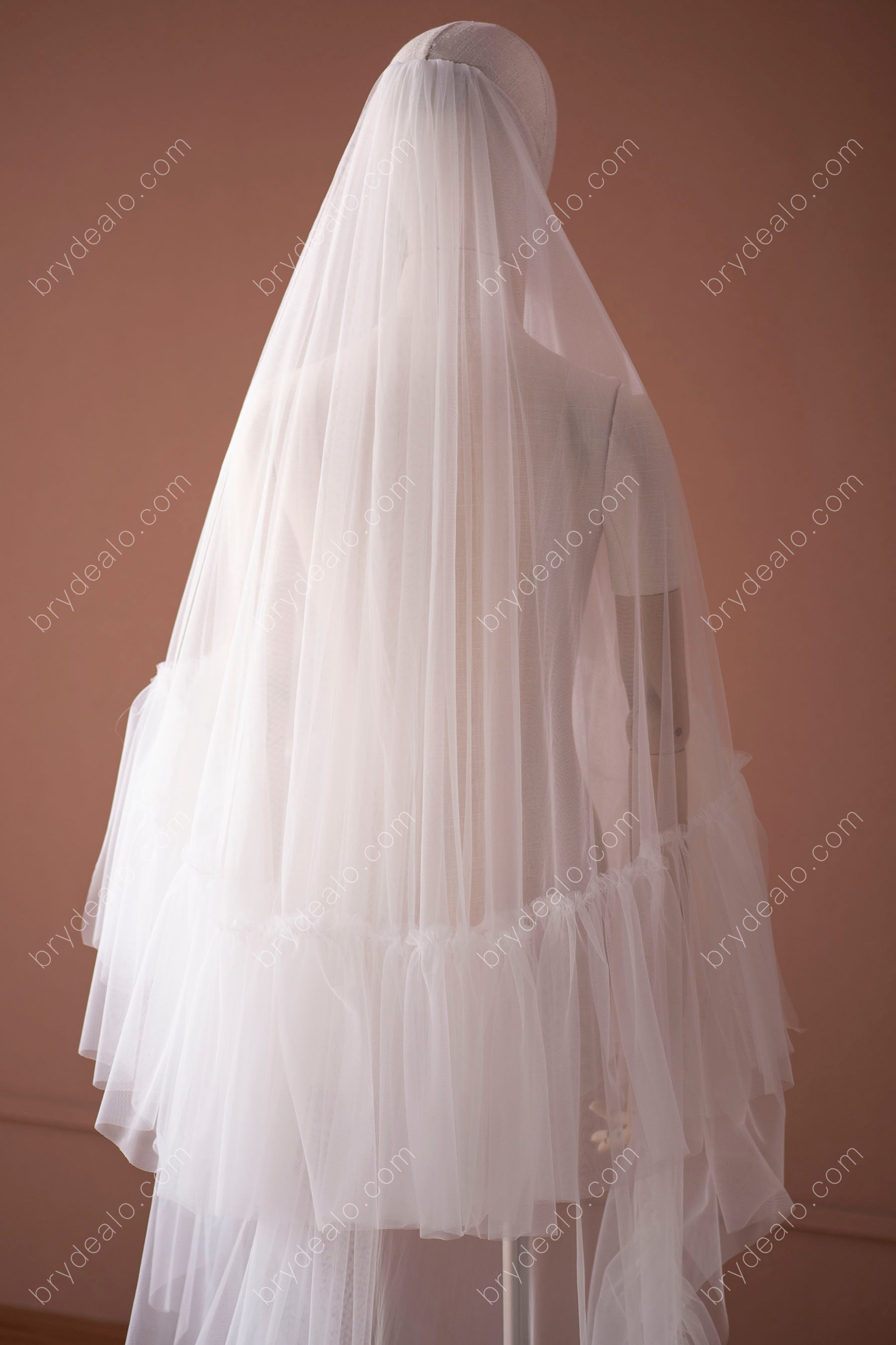 best two-tier ruffled tulle veil for sale