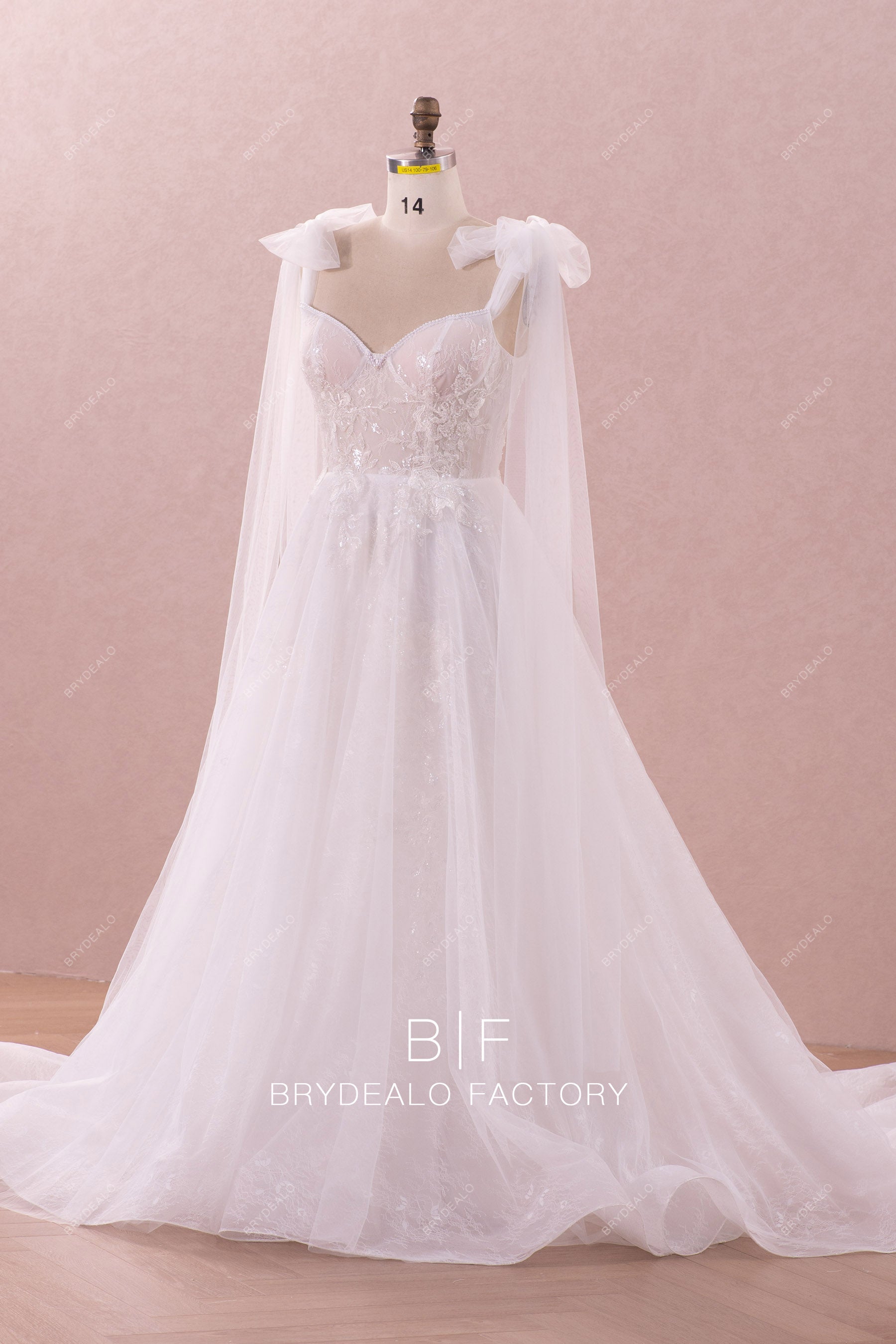 sexy sheer corset lace A-line wedding dress