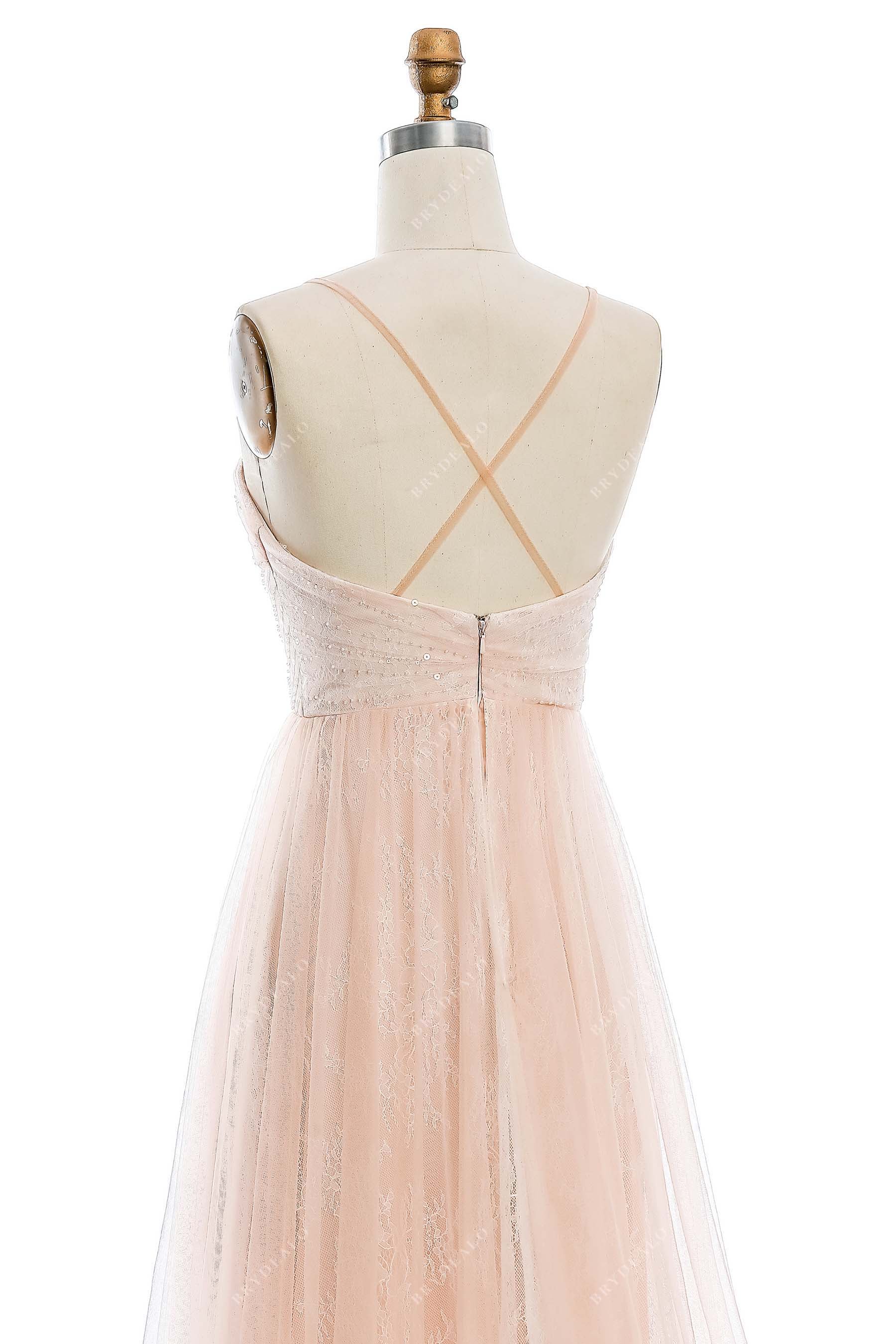 crisscross back sleeveless outdoor  bridal gown