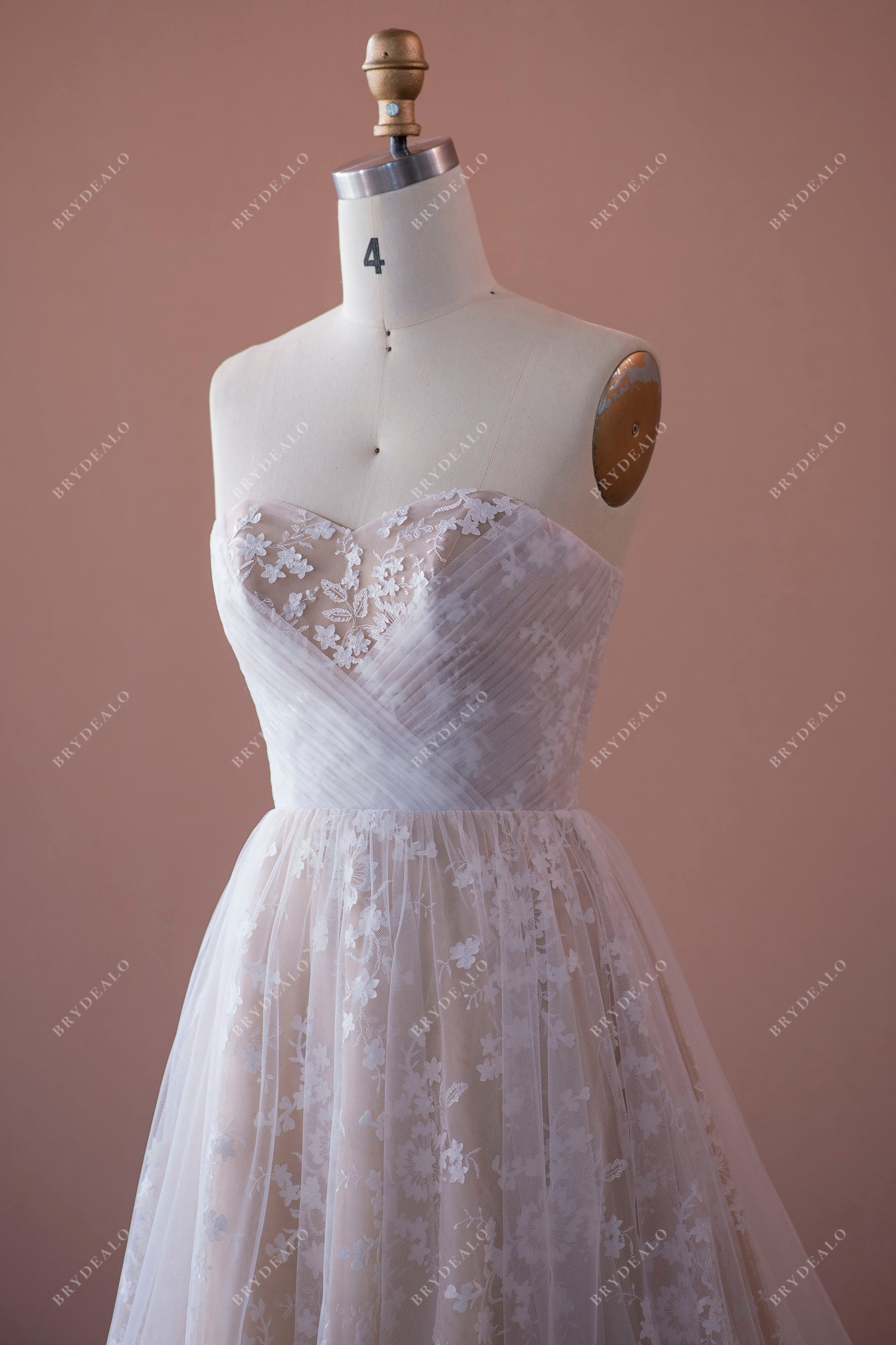 crisscross pleated strapless sweetheart fall wedding gown