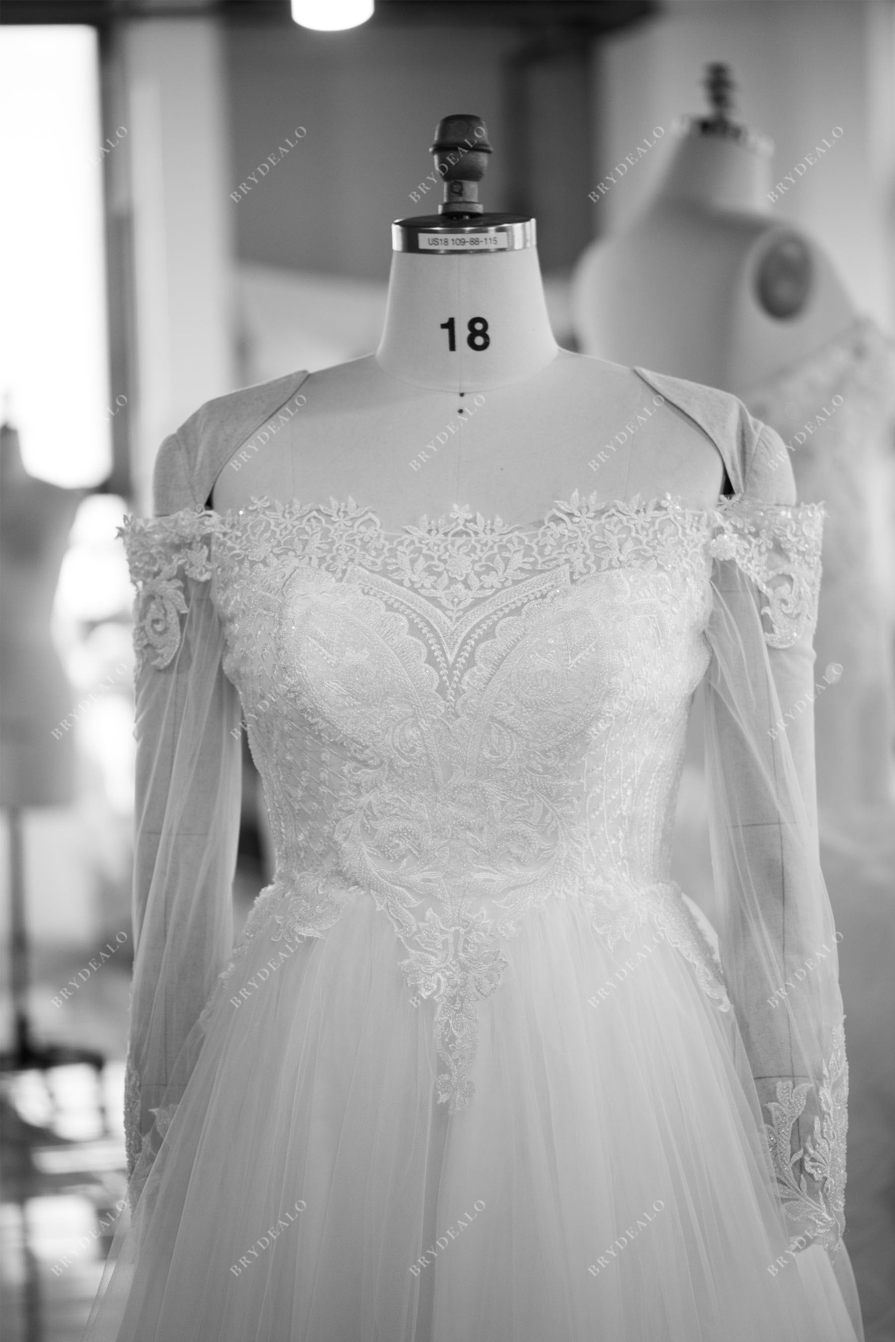 custom lace off shoulder plus size wedding dress