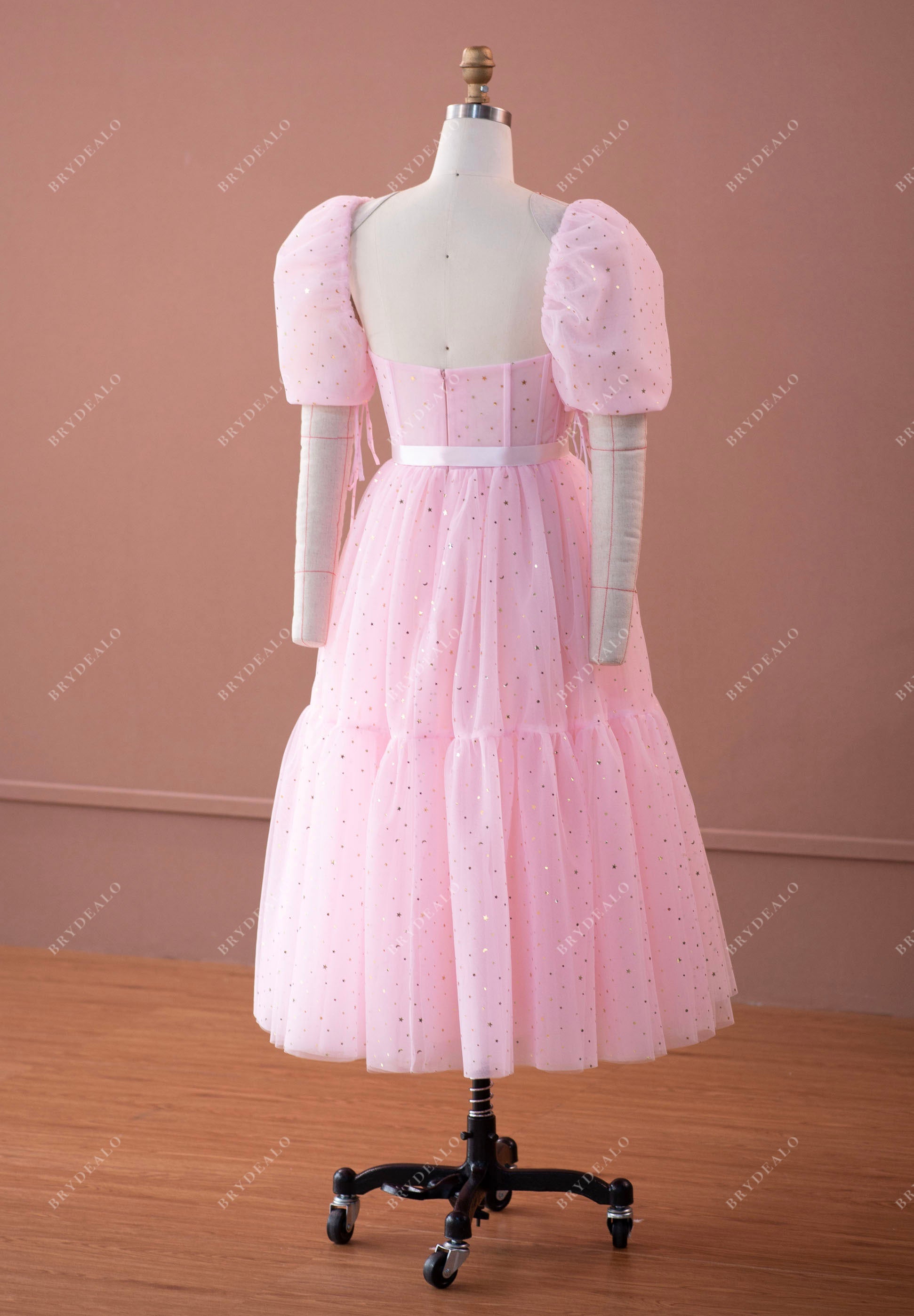 open back pink  tulle homecoming dress