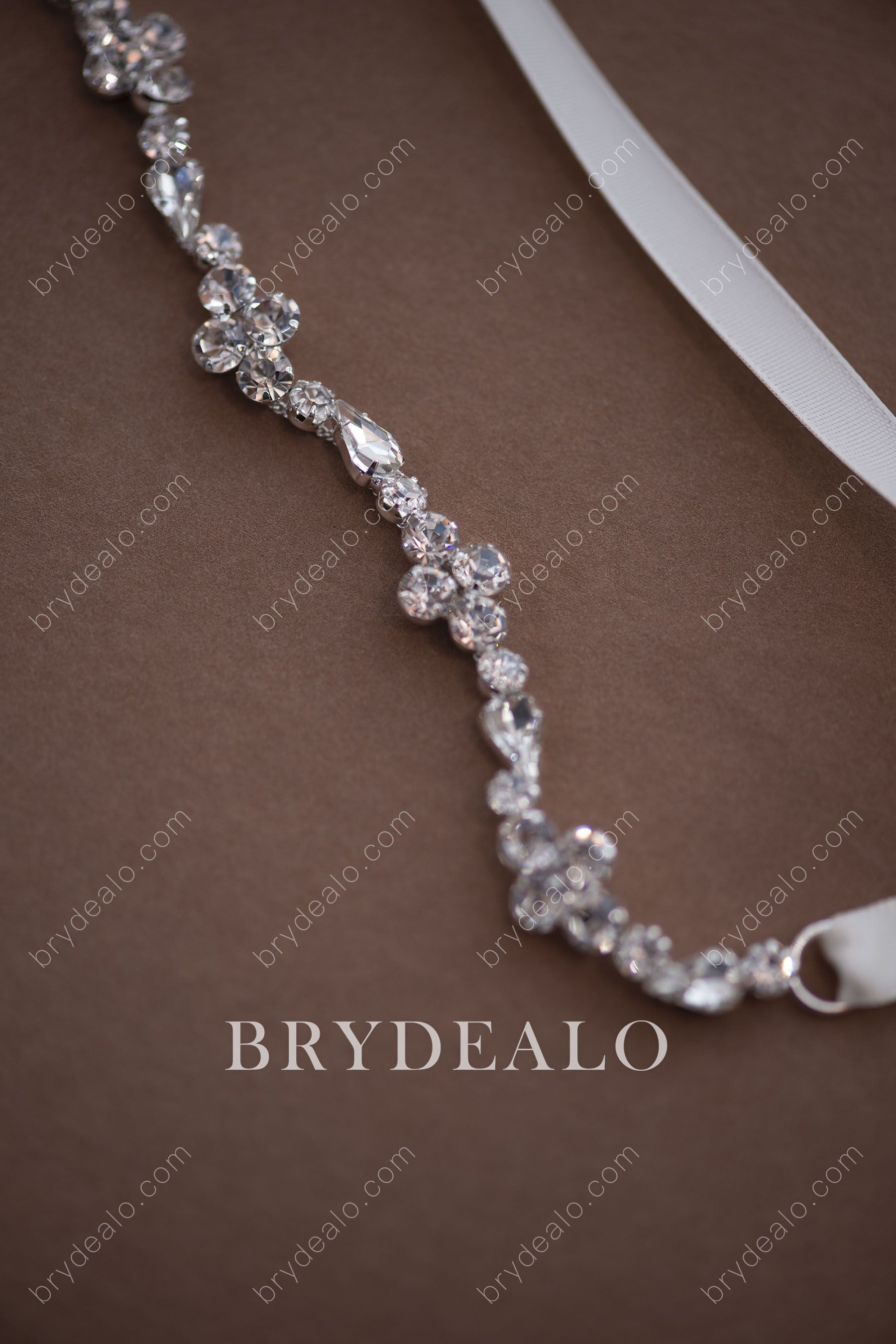 High-end Dainty Crystals Bridal Sash