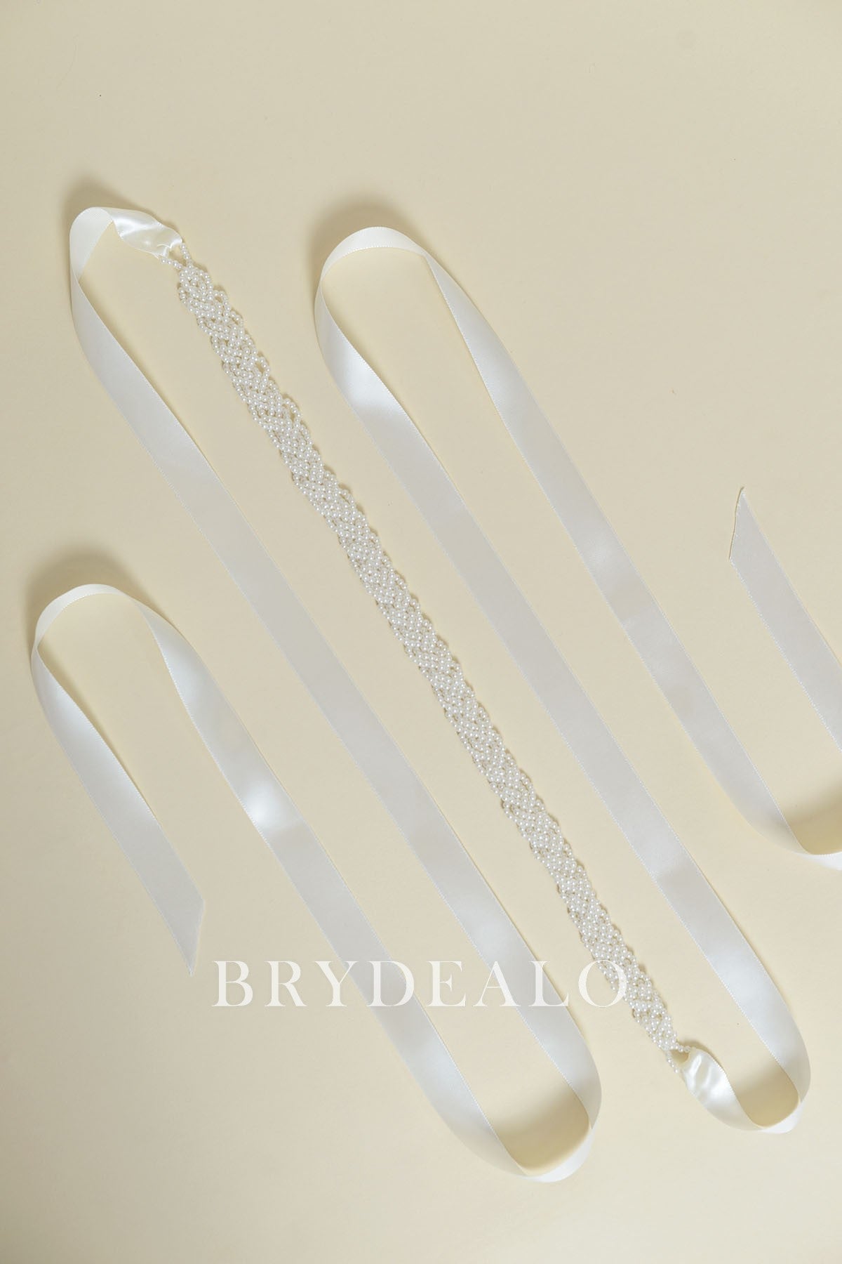 Delicate Pearls Satin Graceful Bridal Sash Belt 
