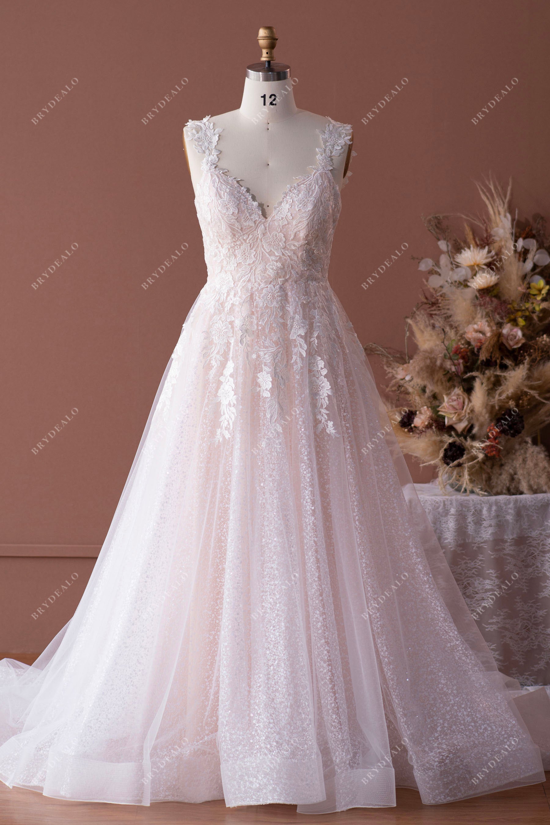 princess sweetheart neck sequin ball gown wedding dress