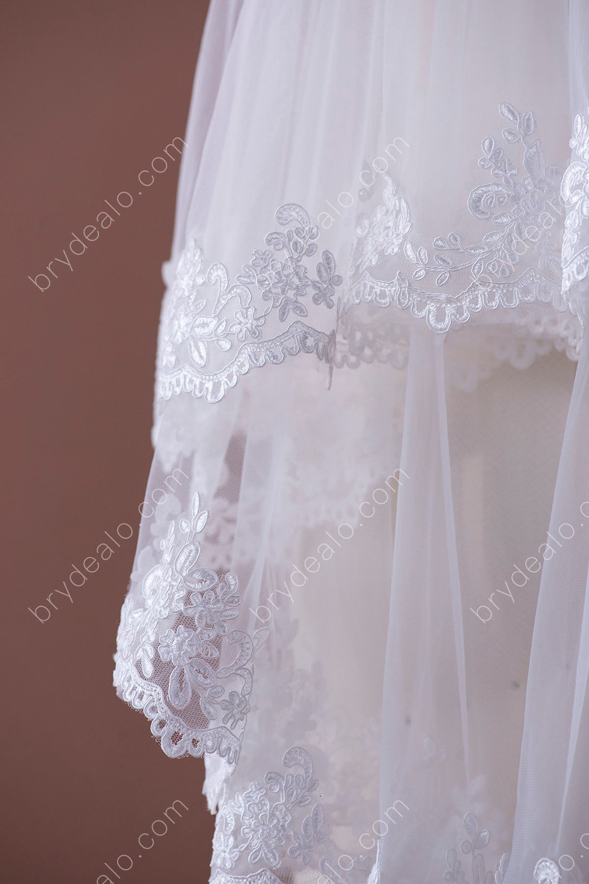 best two-tier lace trim edge veil