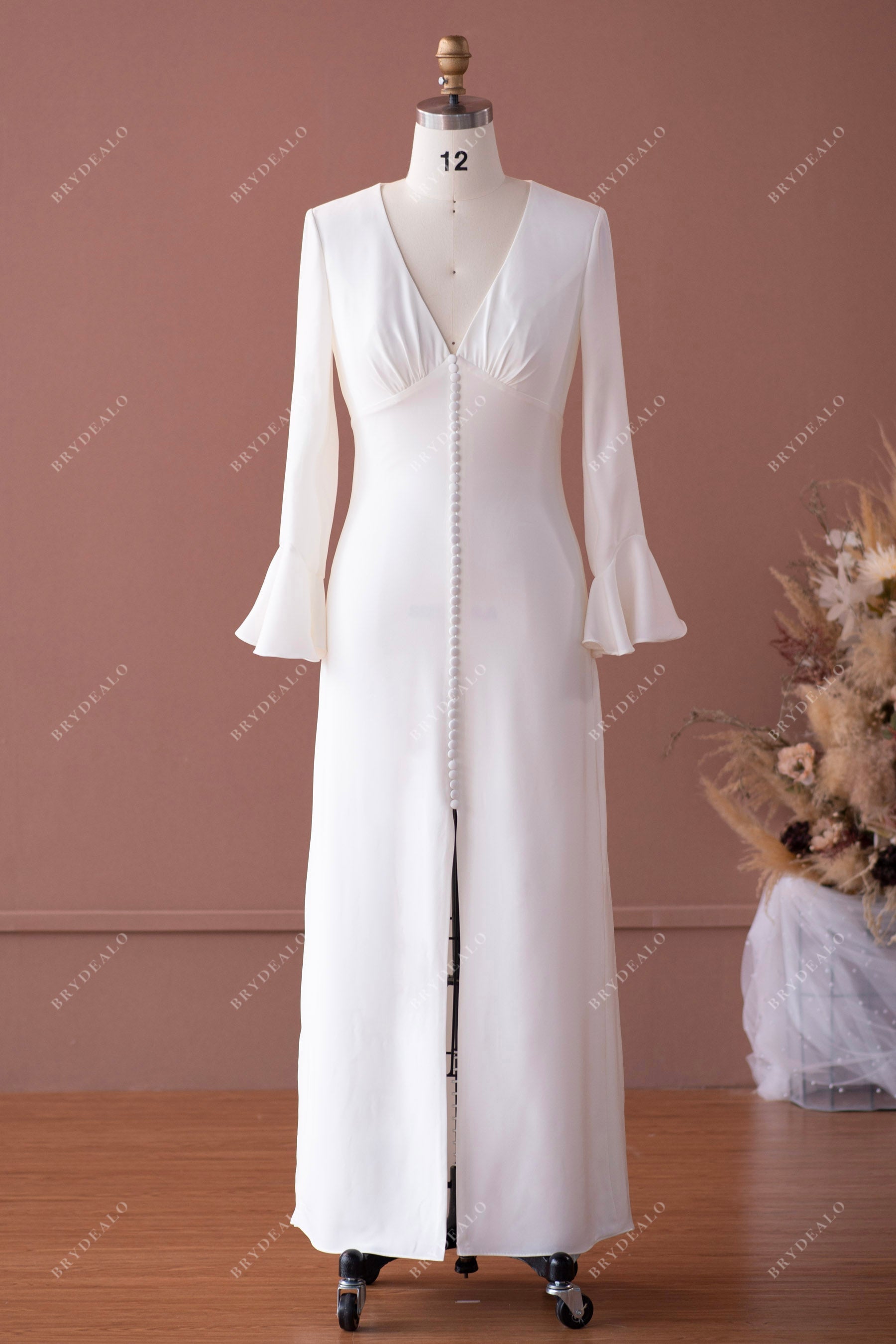 Casual Ankle Length Slit Sheath Bridal Gown